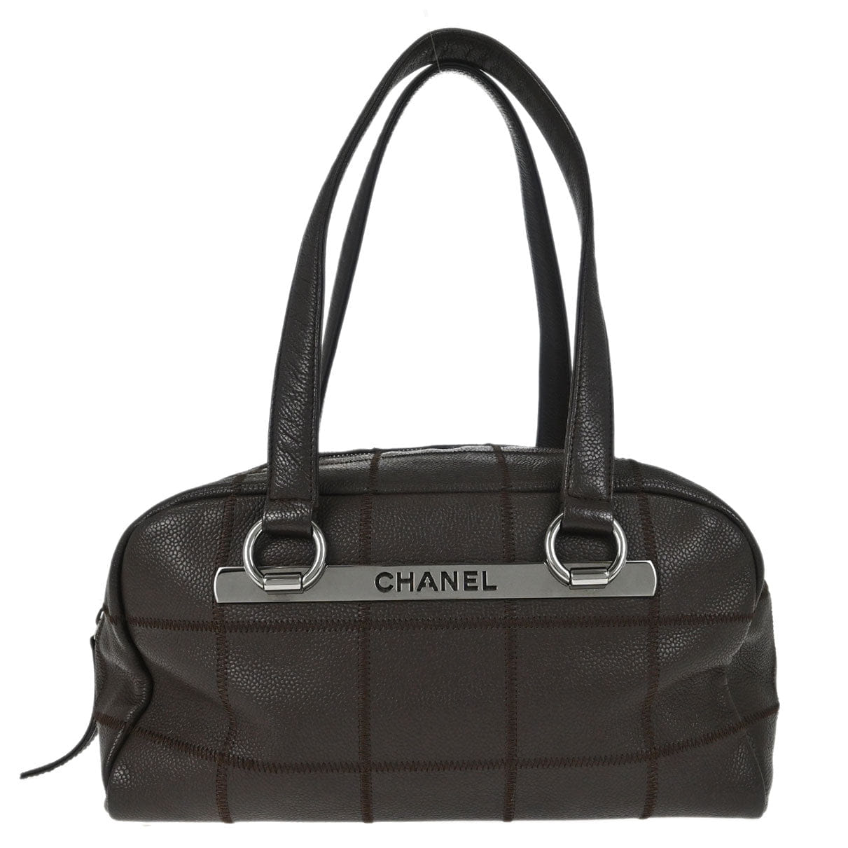 Chanel 2005 - 2006 Brown Caviar Skin Choco Bar Wild Stitch Handbag
