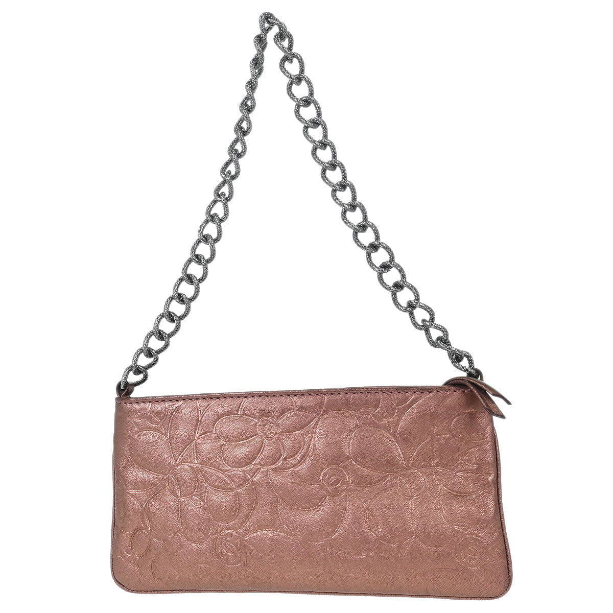 Chanel 2003 - 2004 Metallic Pink Lambskin Camellia Mini Pochette Handbag