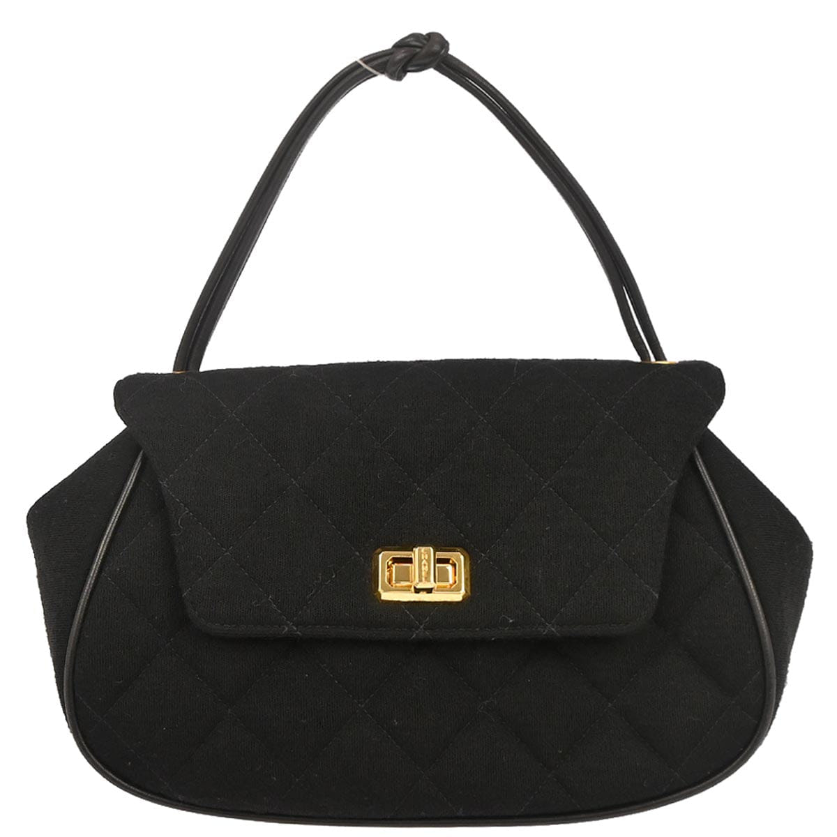 Chanel 1994 - 1996 Black Cotton Mademoiselle Lock Handbag