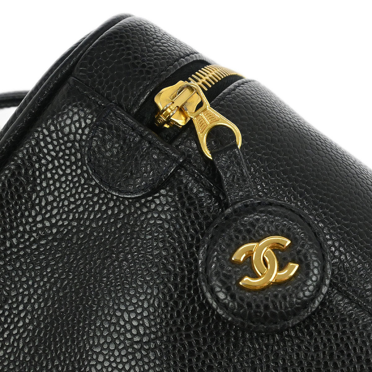 Chanel 1997 - 1999 Black Caviar Skin Timeless Vanity Handbag