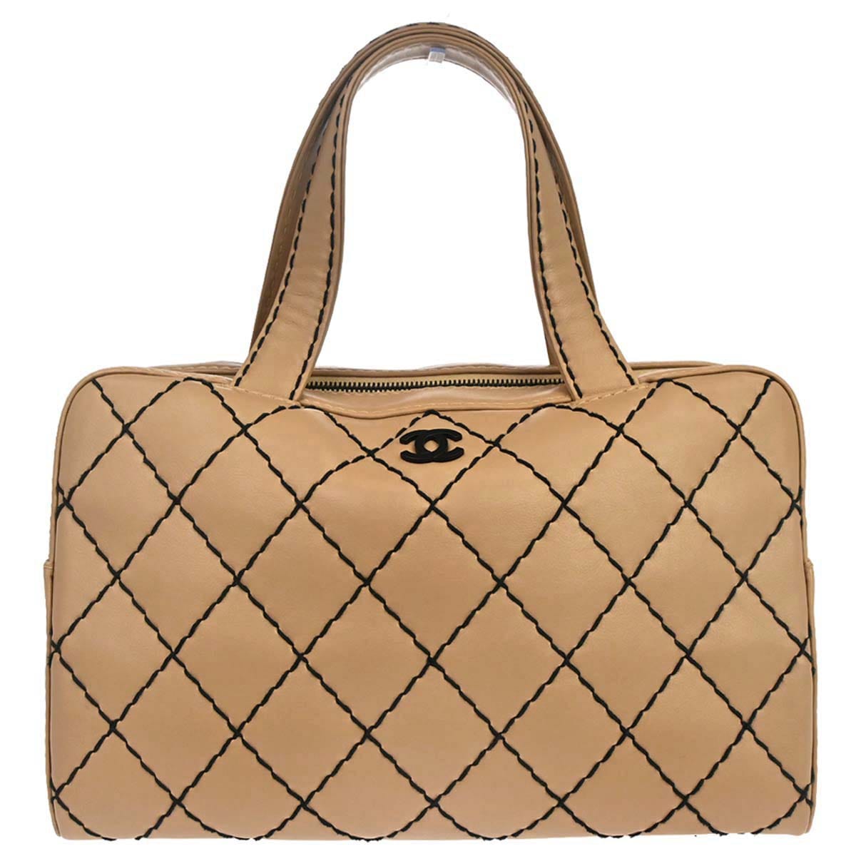 Chanel 2000 - 2002 Beige Calfskin Wild Stitch Handbag