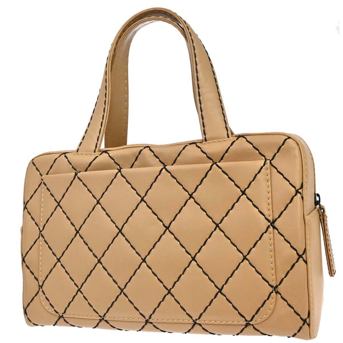 Chanel 2000 - 2002 Beige Calfskin Wild Stitch Handbag