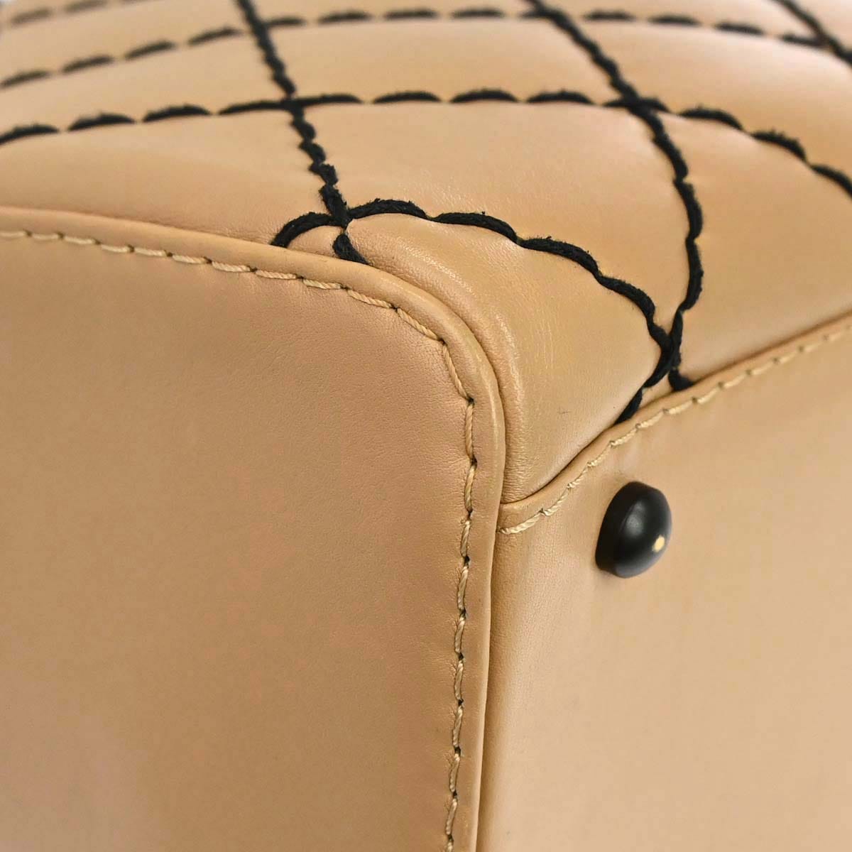Chanel 2000 - 2002 Beige Calfskin Wild Stitch Handbag
