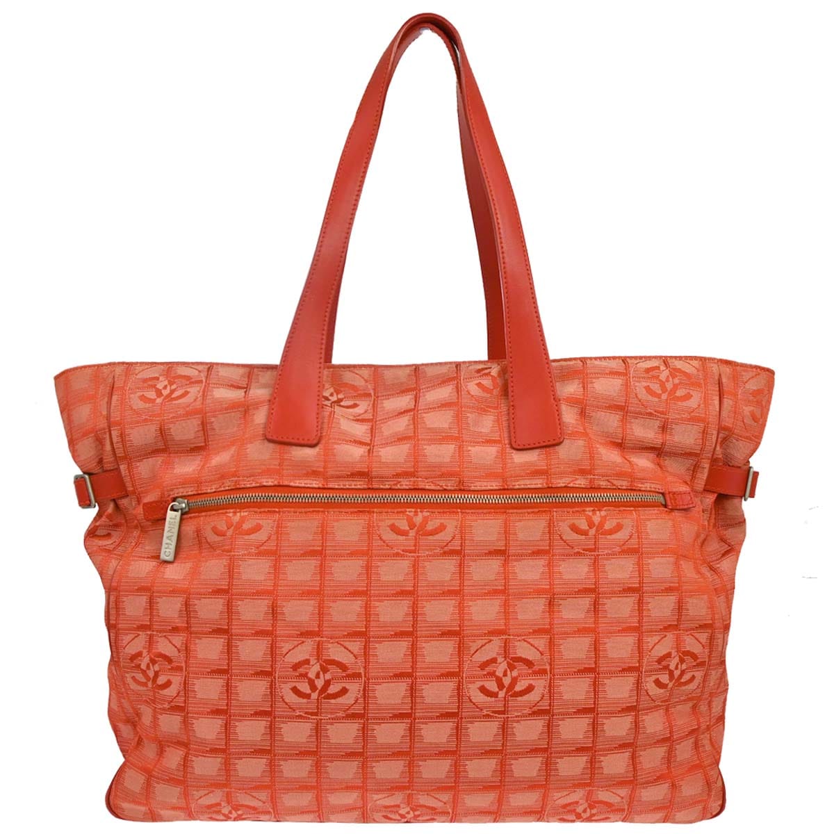 Chanel 2001 - 2003 Red Jacquard Nylon Travel Line Tote Handbag