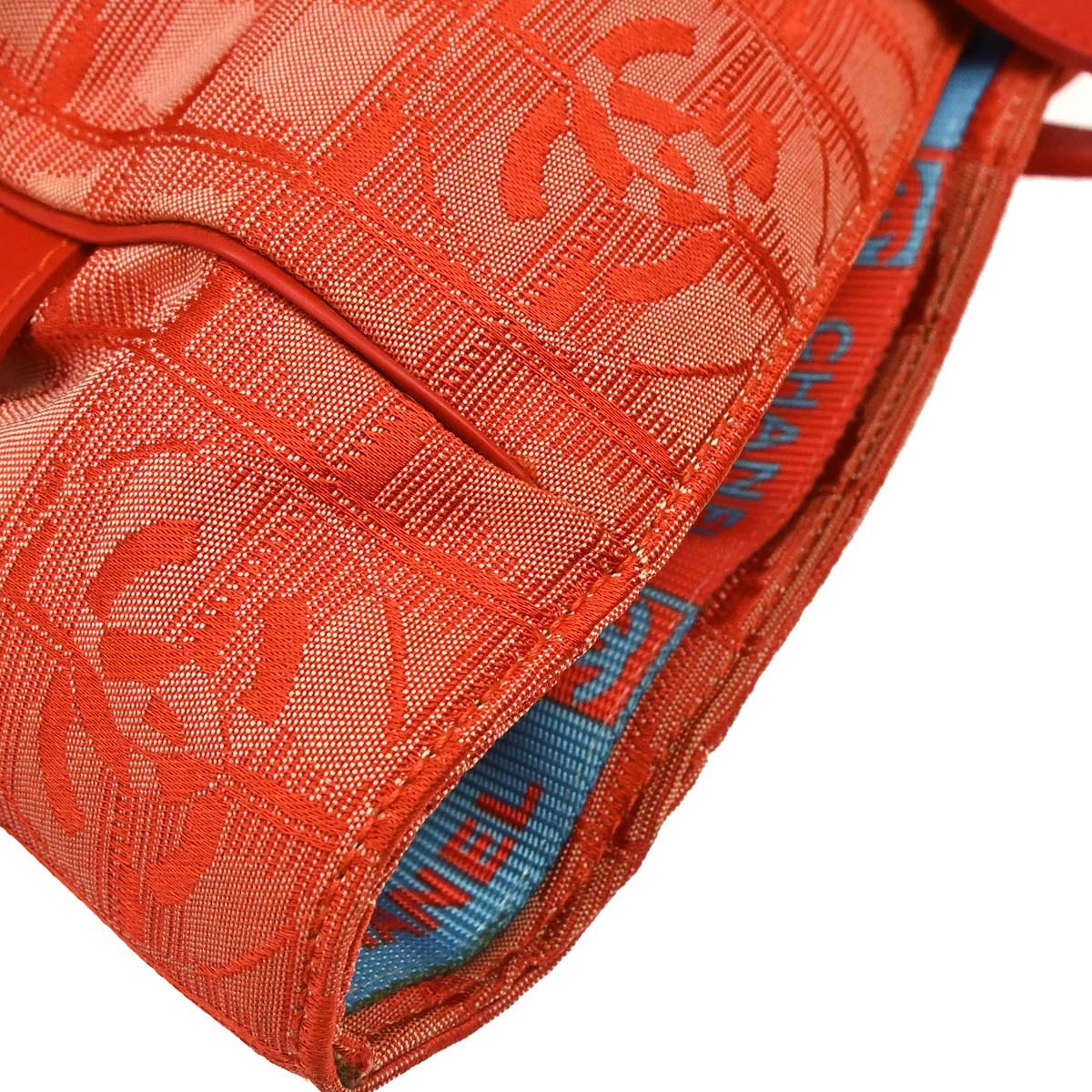 Chanel 2001 - 2003 Red Jacquard Nylon Travel Line Tote Handbag