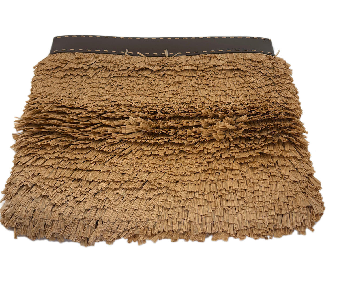 Michael Kors Brown Leather Straw Clutch Handbag