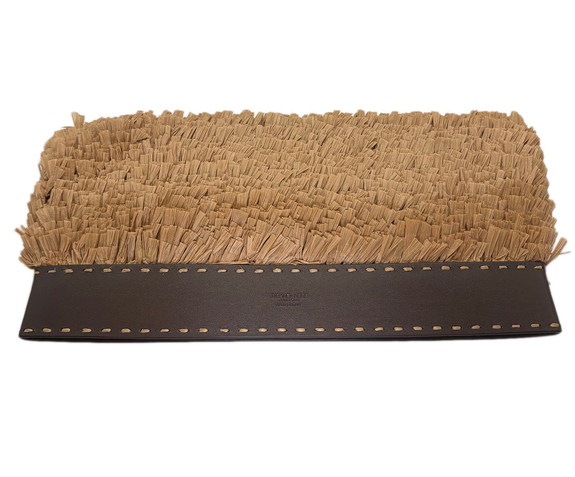 Michael Kors Brown Leather Straw Clutch Handbag