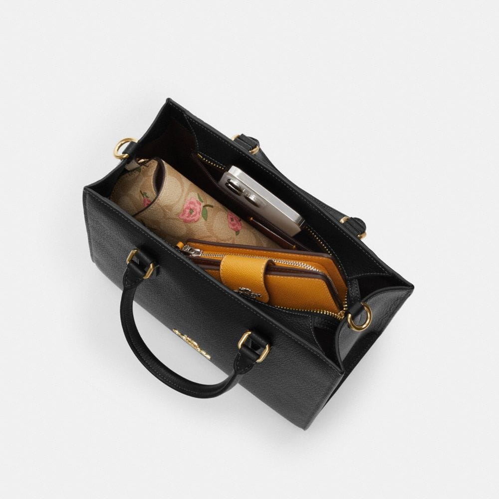 Coach Maggie Small Tote Bag In Blocked Signature Canvas Gold Sand Tan