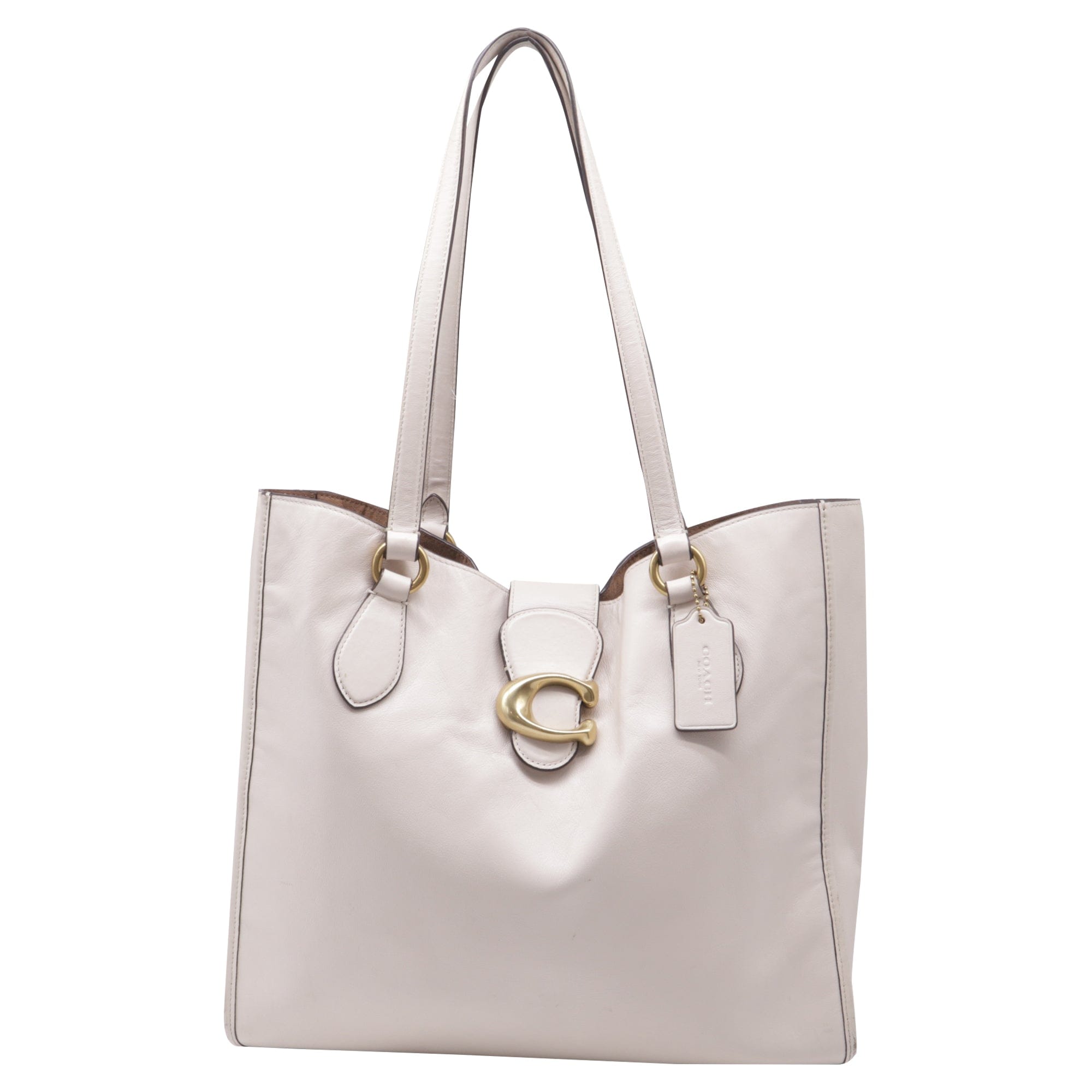 Coach Theo Tote Bag in White Leather