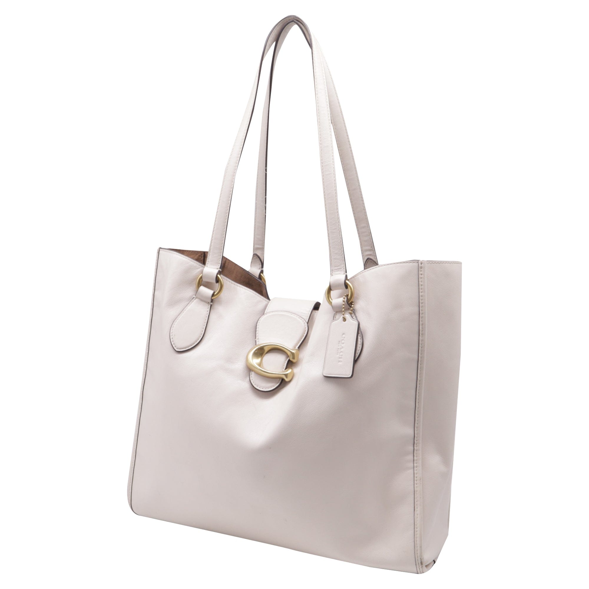 Coach Theo Tote Bag in White Leather