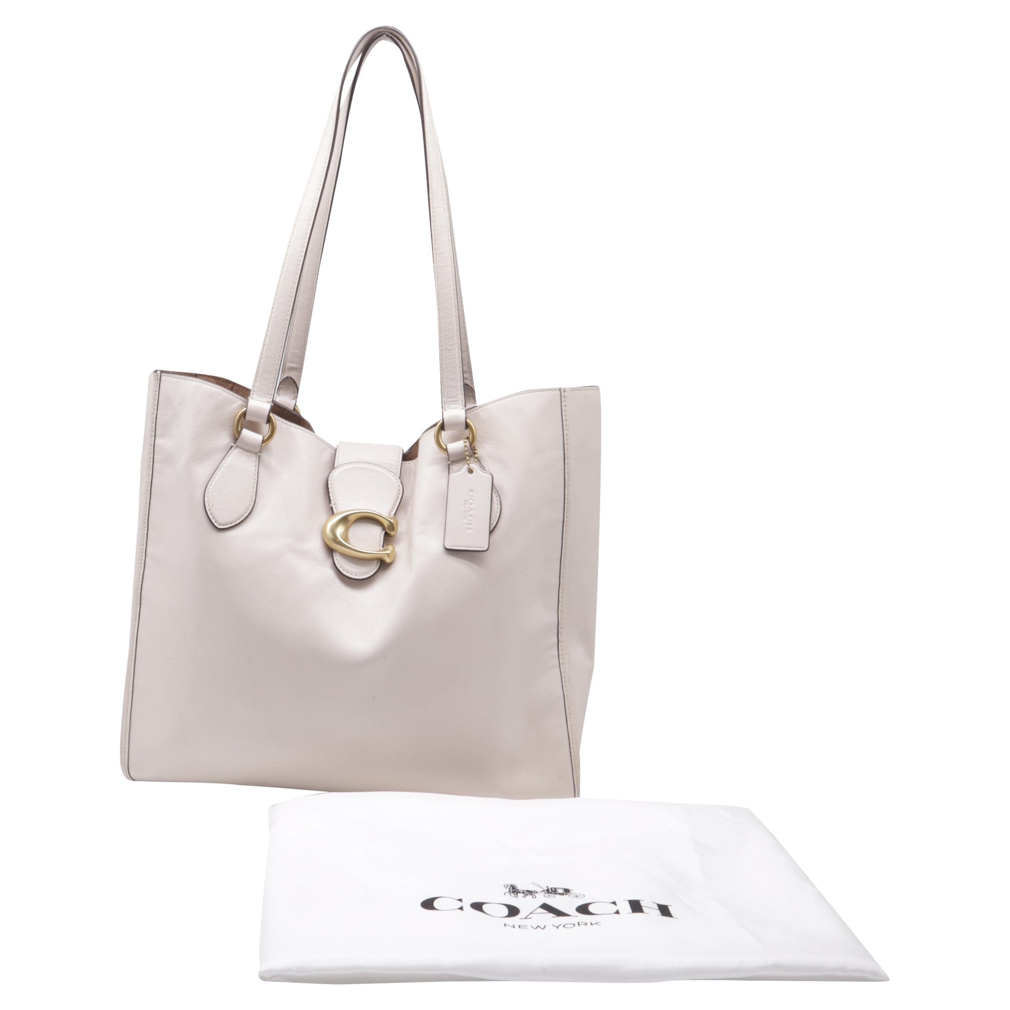 Coach Theo Tote Bag in White Leather