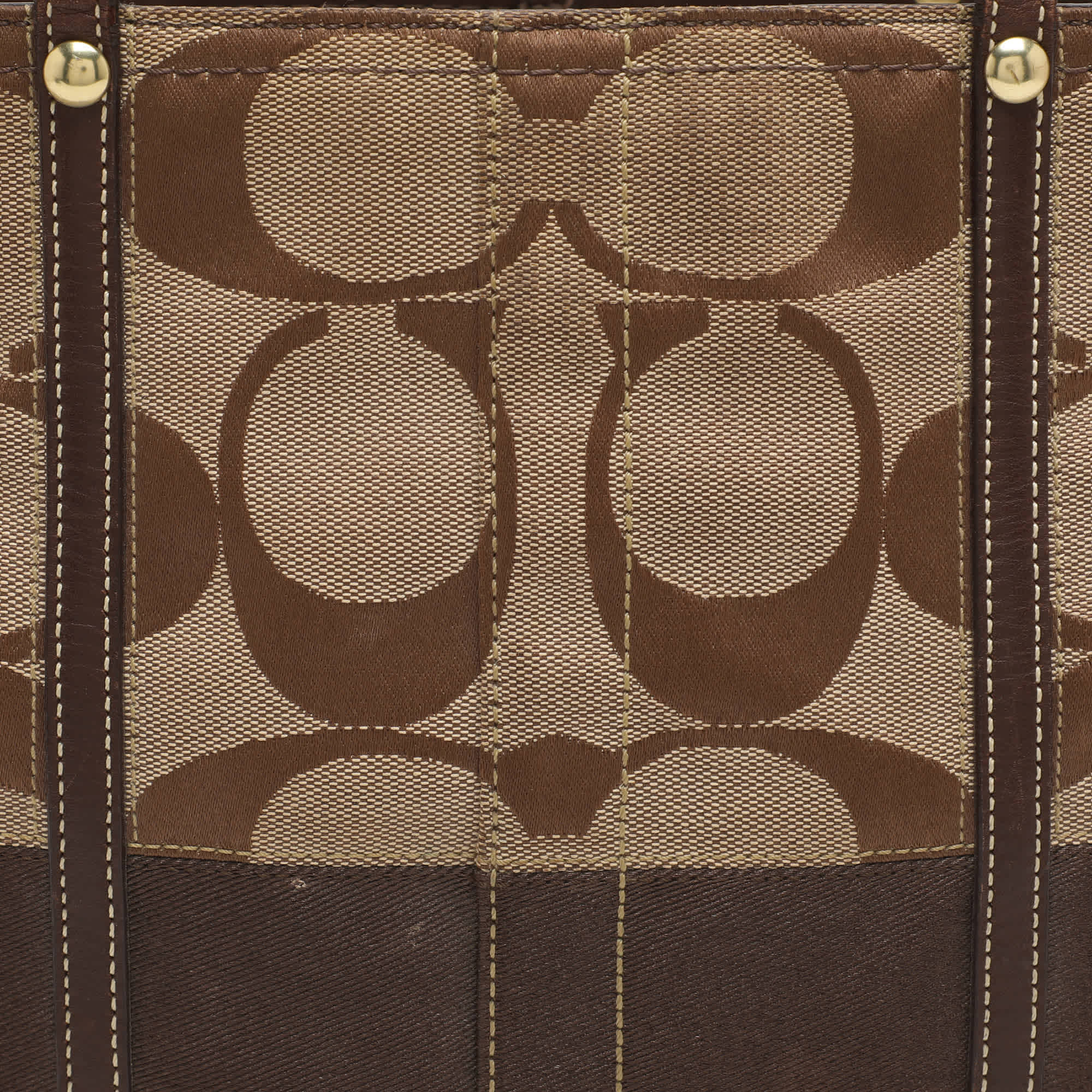 Coach Beige/brown Signature Canvas And Leather Tote