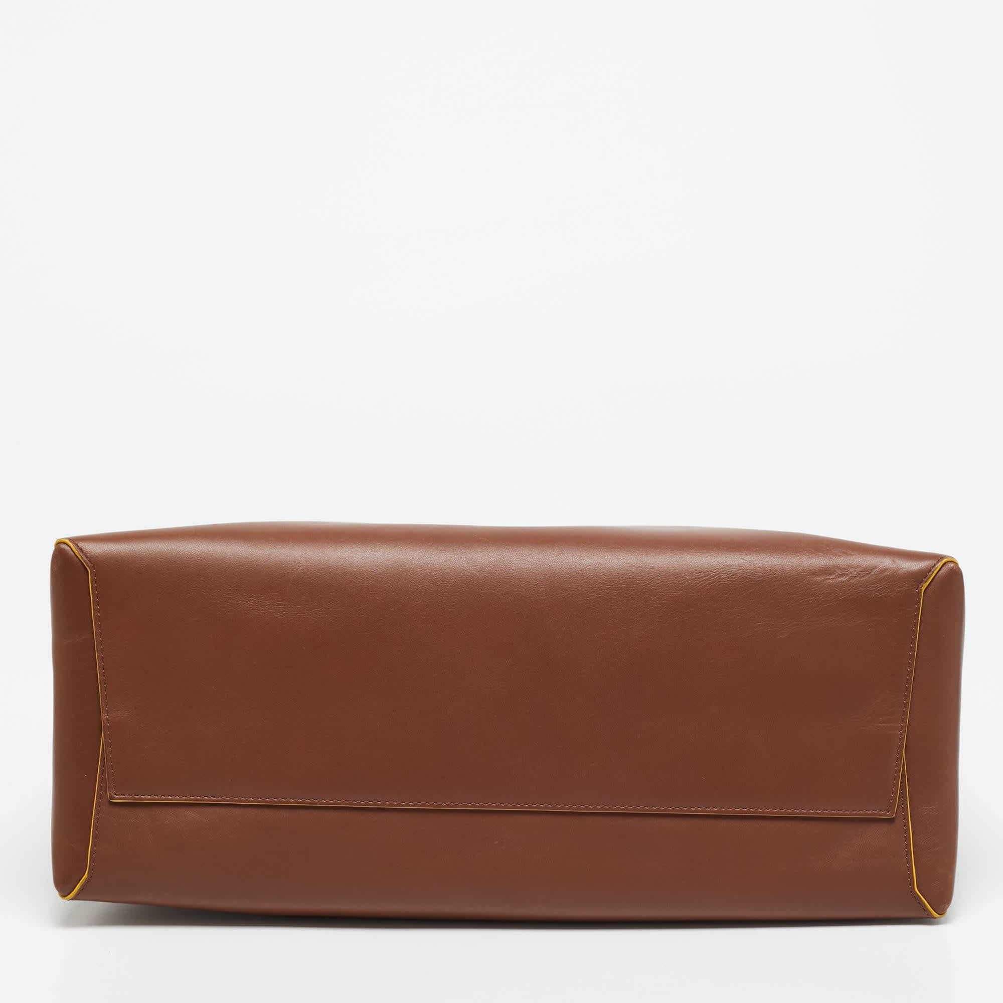 Coach The Borough Brown/yellow Leather Tote