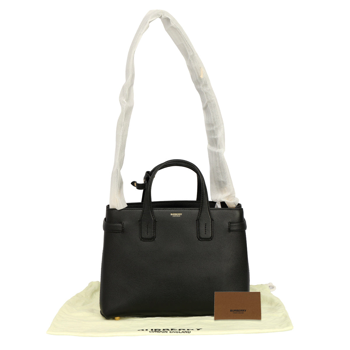 BURBERRY LEATHER MEDIUM BANNER TOTE BAG