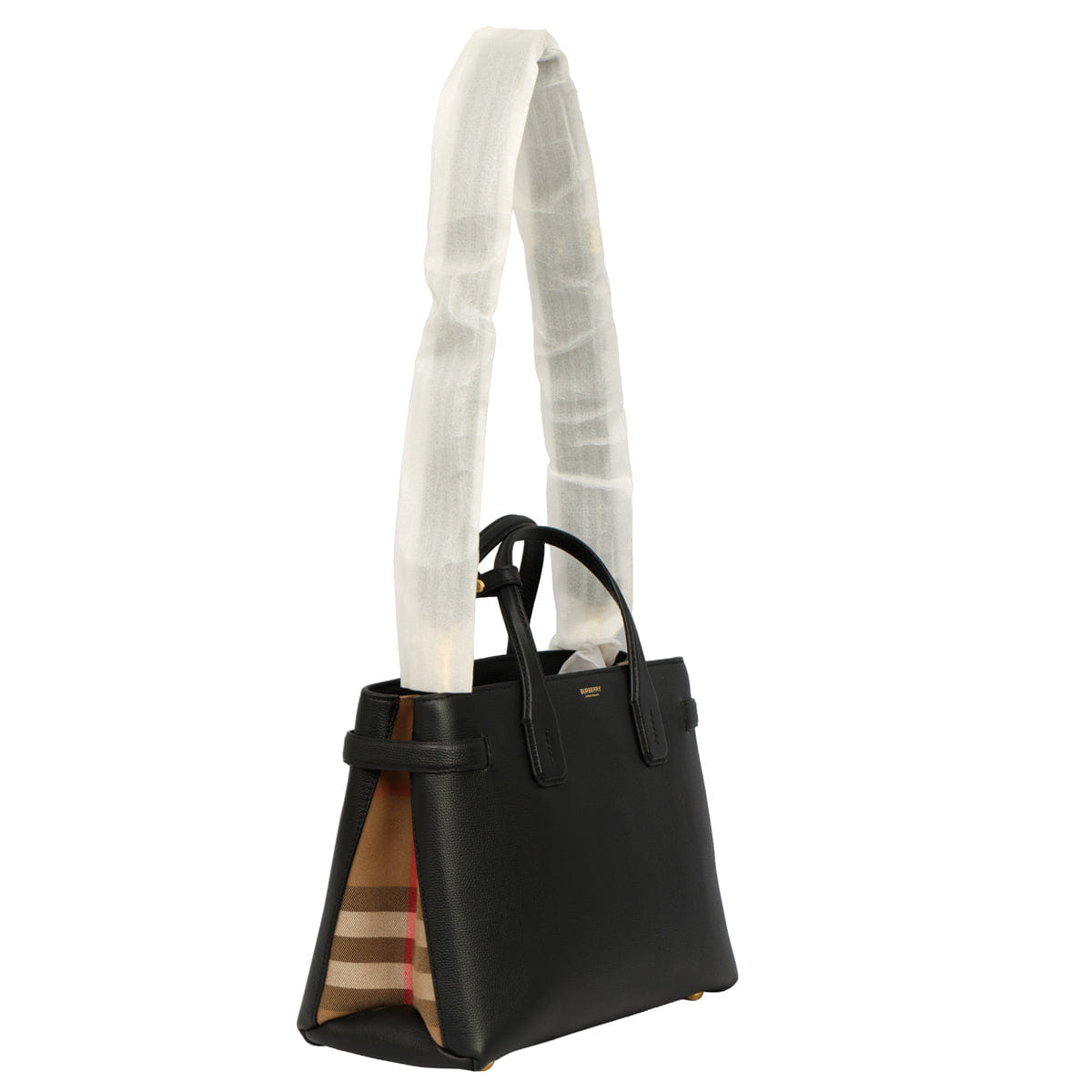 BURBERRY LEATHER MEDIUM BANNER TOTE BAG