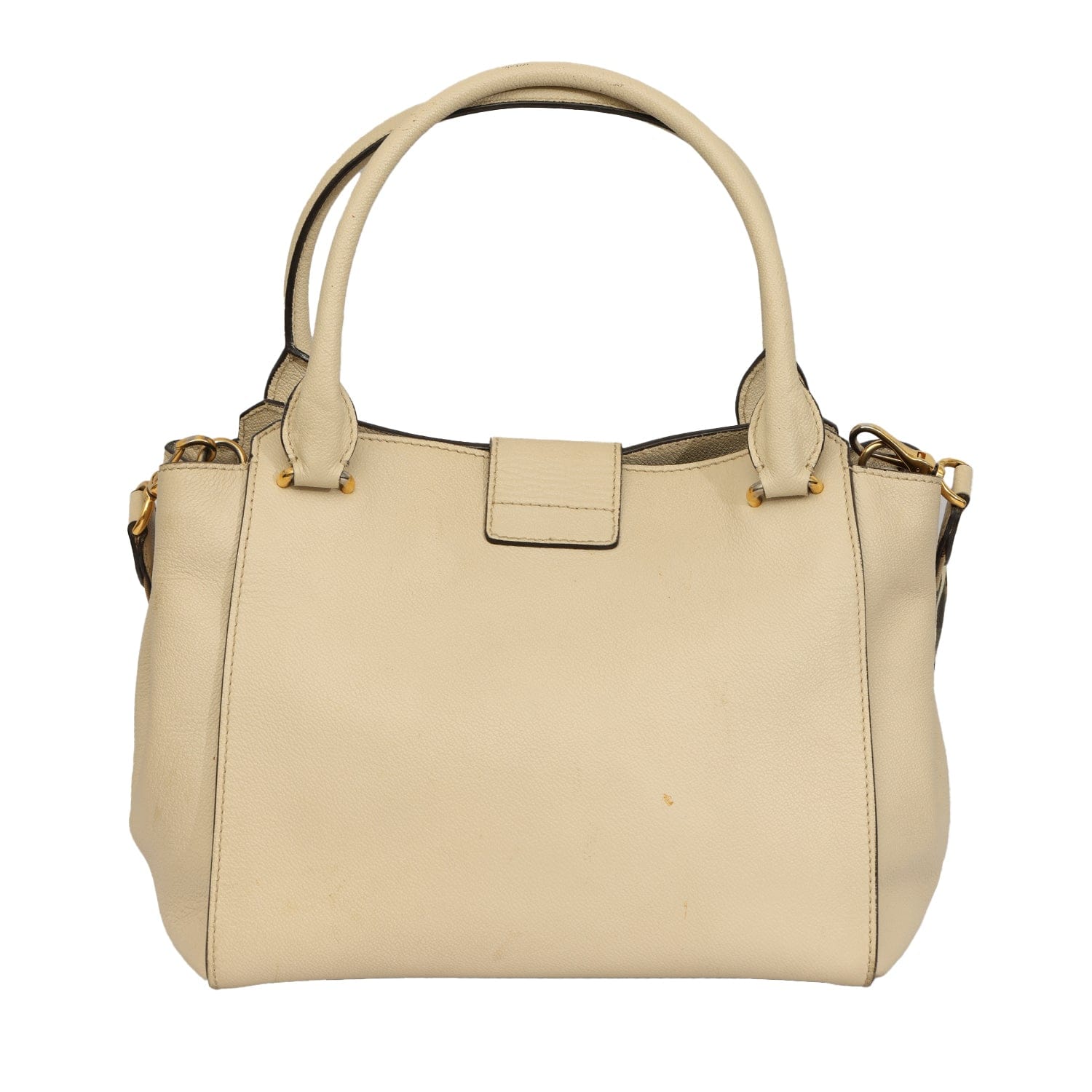 BURBERRY BUCKLE GRAINED LEATHER TOTE BAG