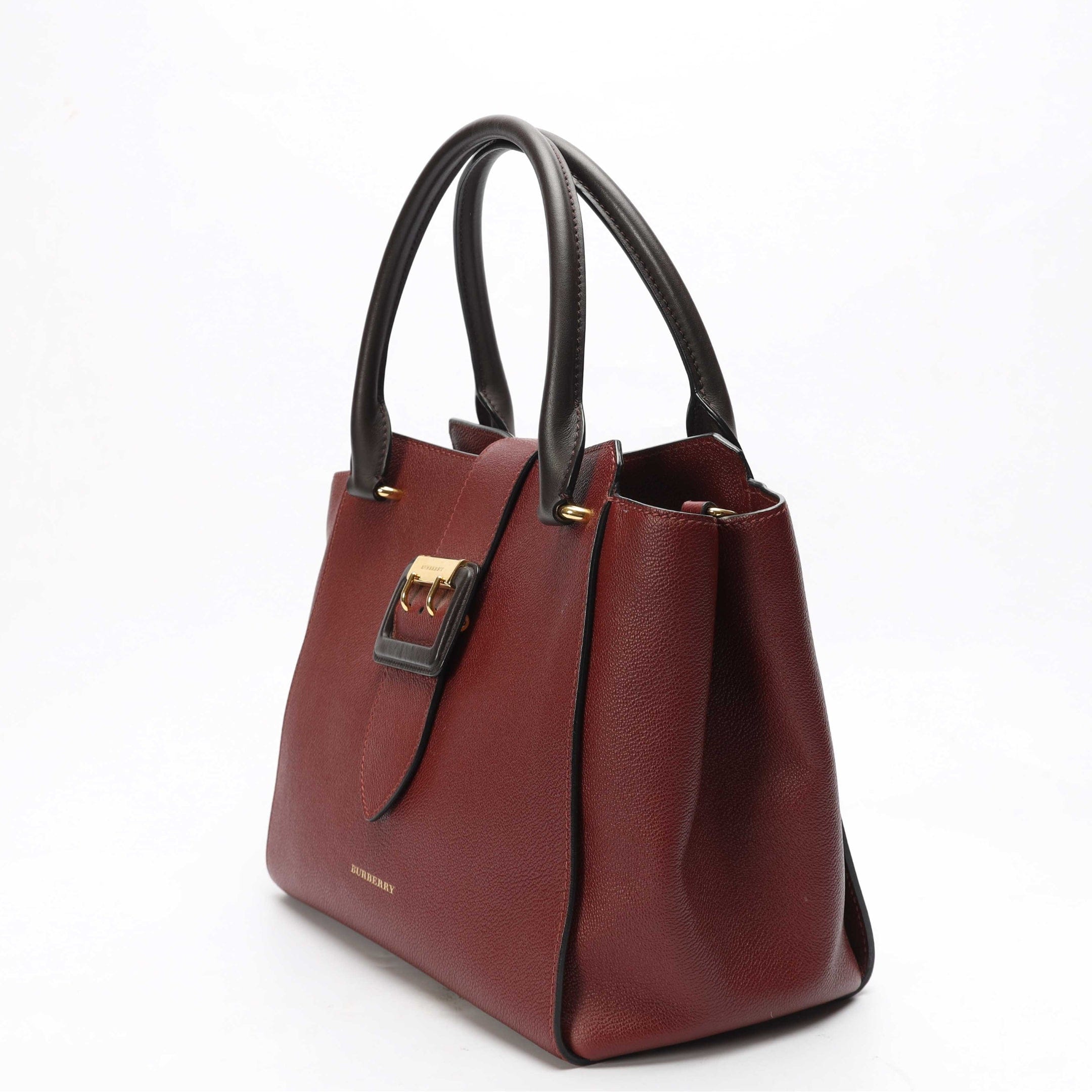 Burberry Burgundy Buckle Convertible Tote