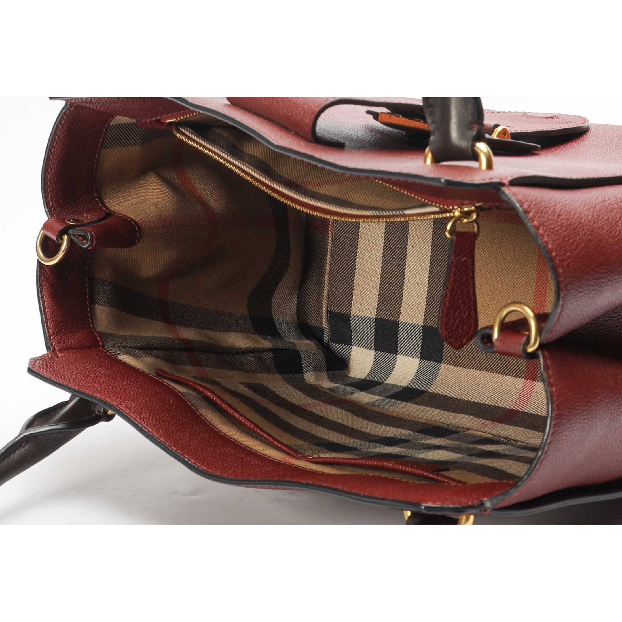 Burberry Burgundy Buckle Convertible Tote