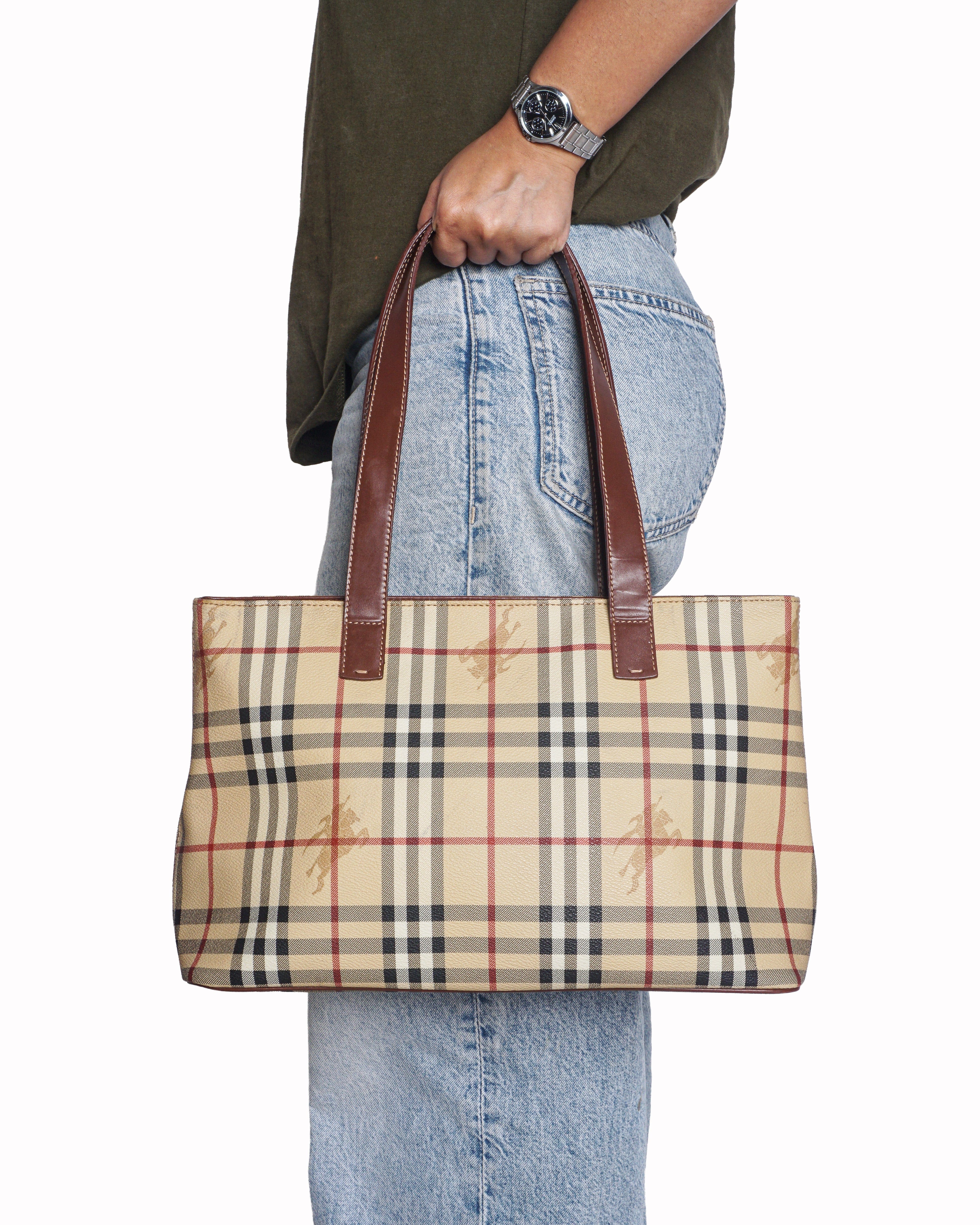 Burberry Haymarket Check Coated Canvas Tote Bag