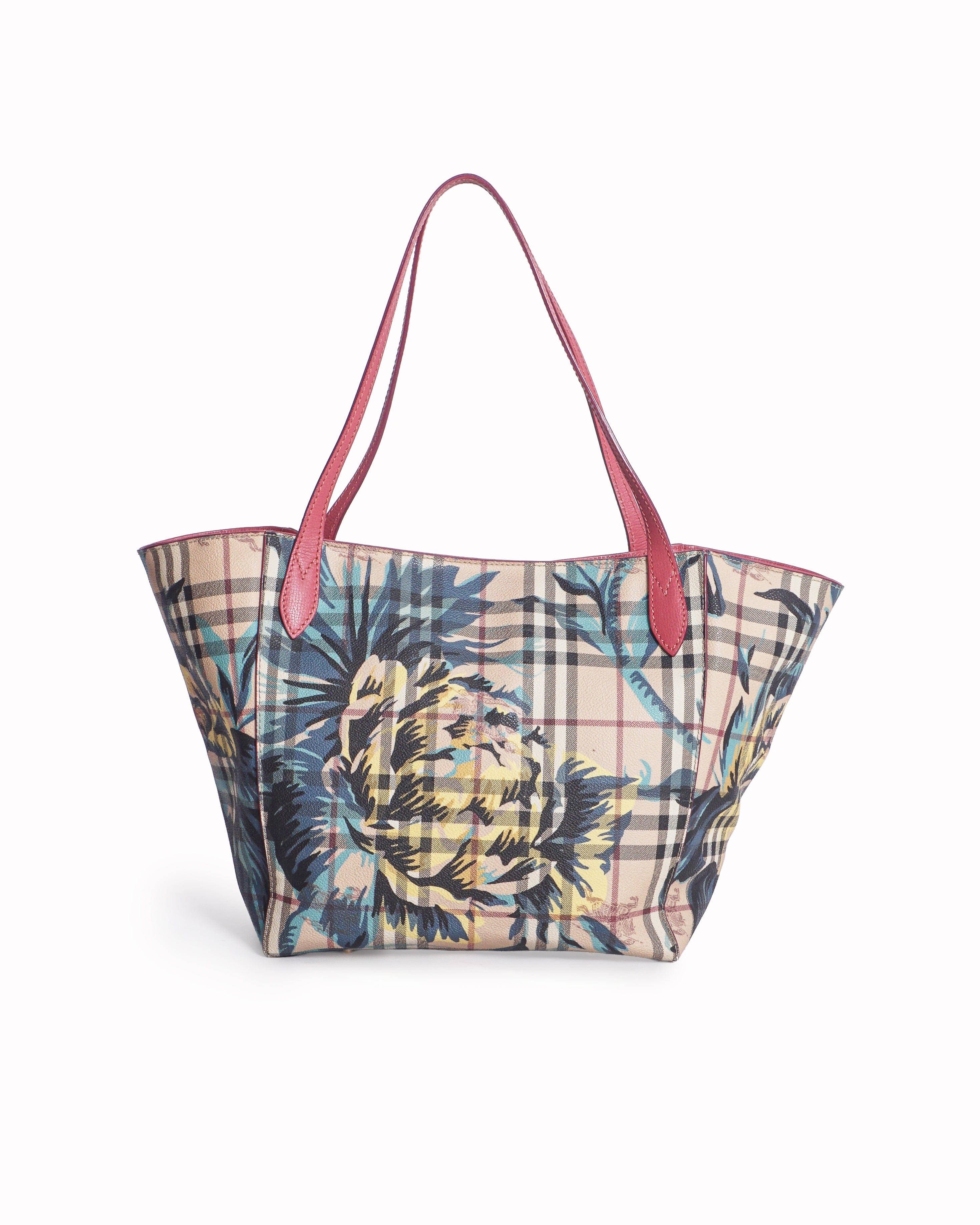 Burberry Floral Print Haymarket Check Canterbury Tote Bag