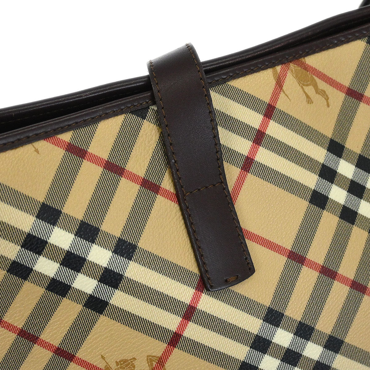 Burberry Beige Brown Nova Check Shoulder Tote Bag