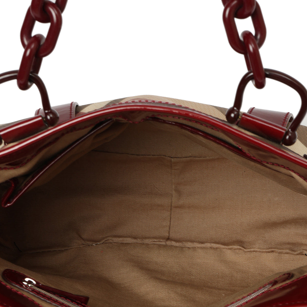 Burberry Berry Patent Leather Supernova Check Coated Canvas Tote