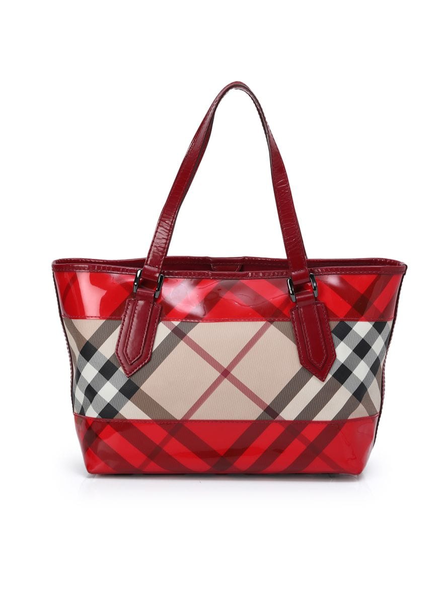 Burberry Nova Check Red Candy Tote Small