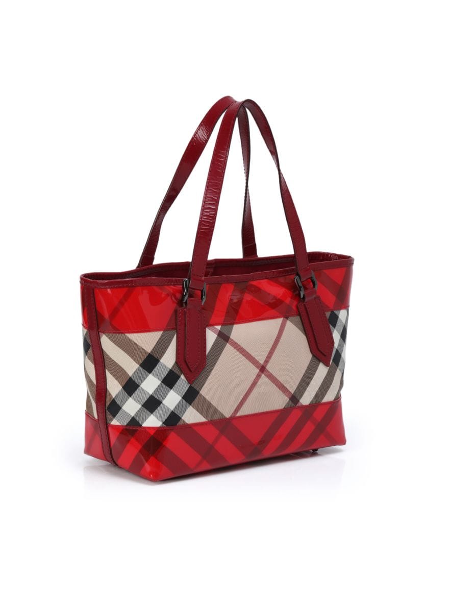 Burberry Nova Check Red Candy Tote Small