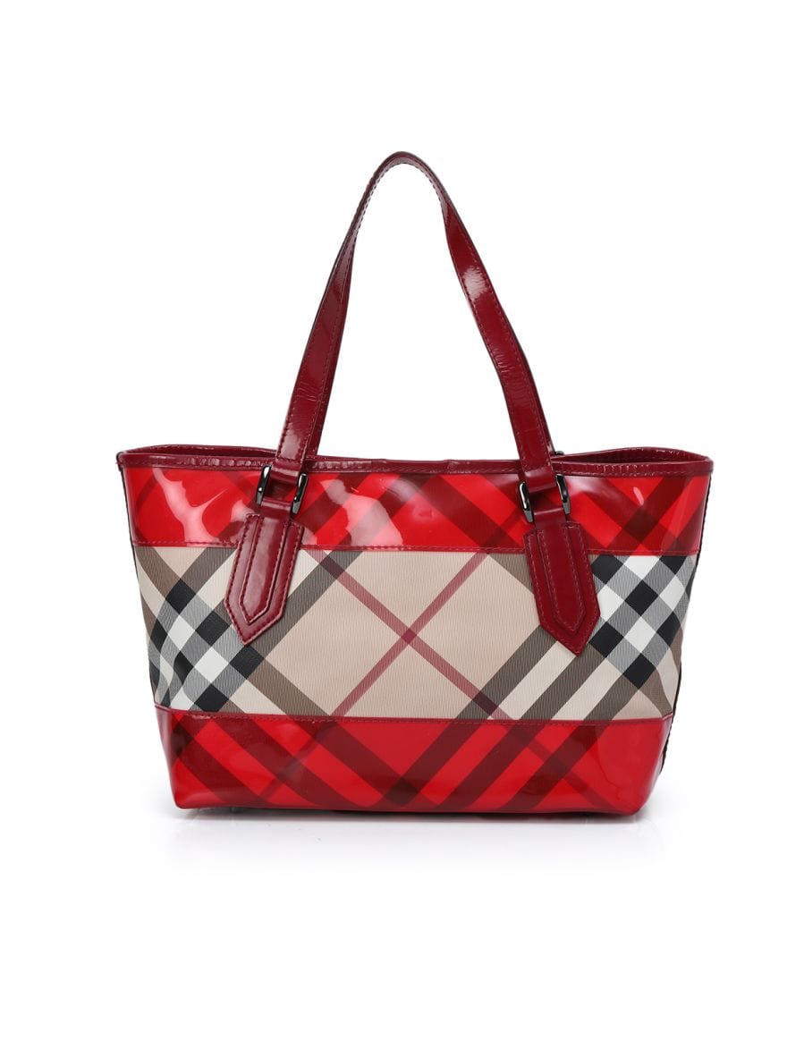 Burberry Nova Check Red Candy Tote Small