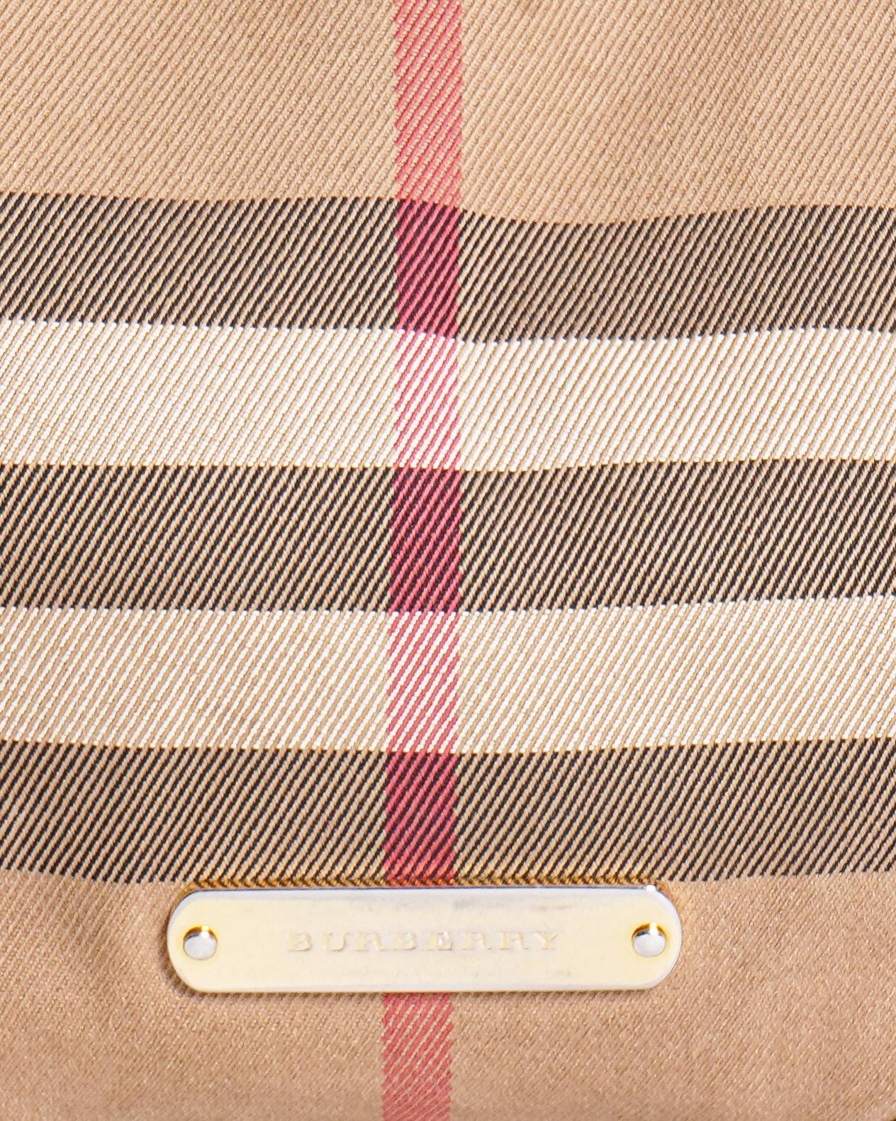Burberry Canterbury & House Check Leather Small Tote Handbag
