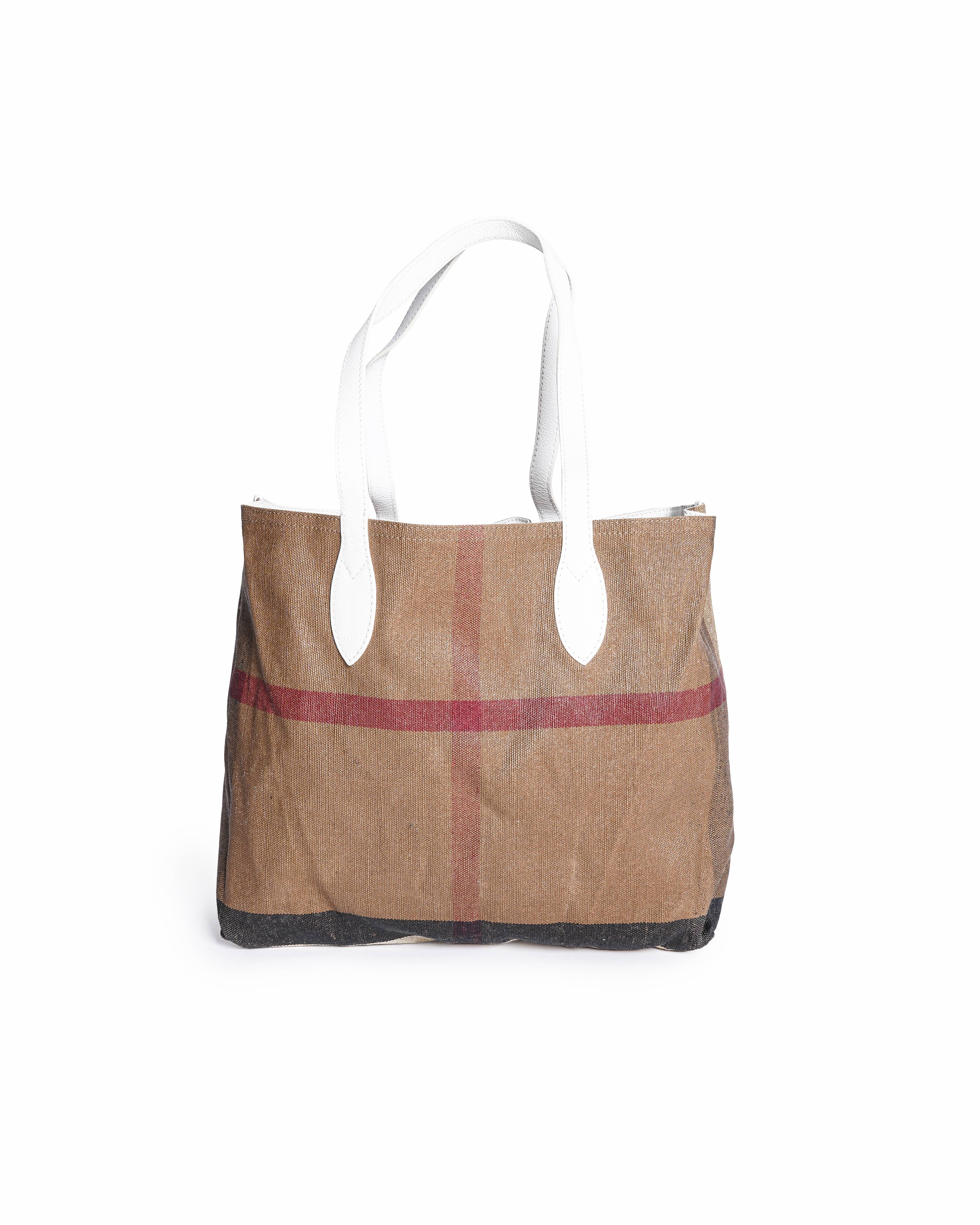 Burberry Reversible Doodle London England Check Tote Bag