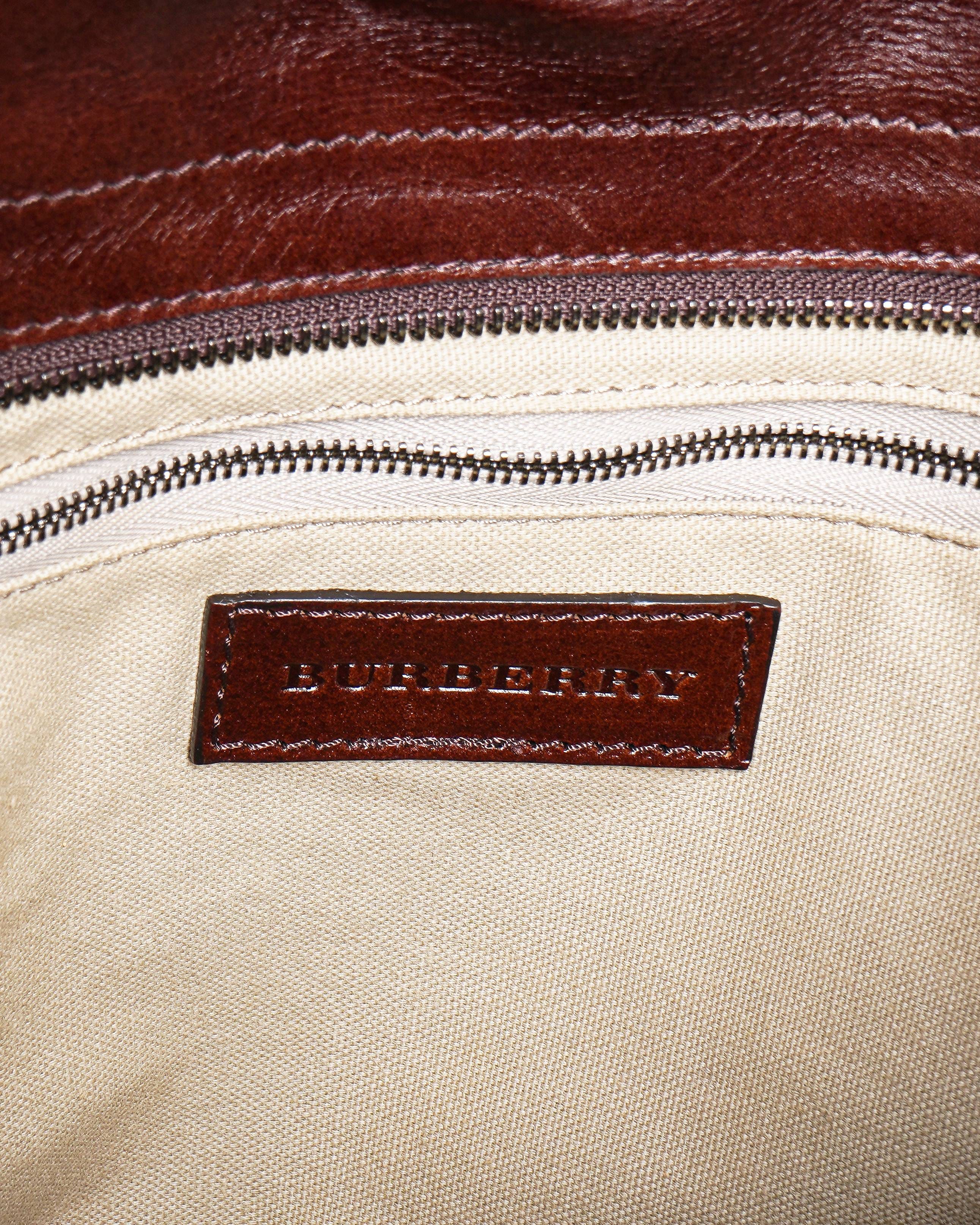 Burberry Brown Mega Check Canvas & Leather Lowry Tote