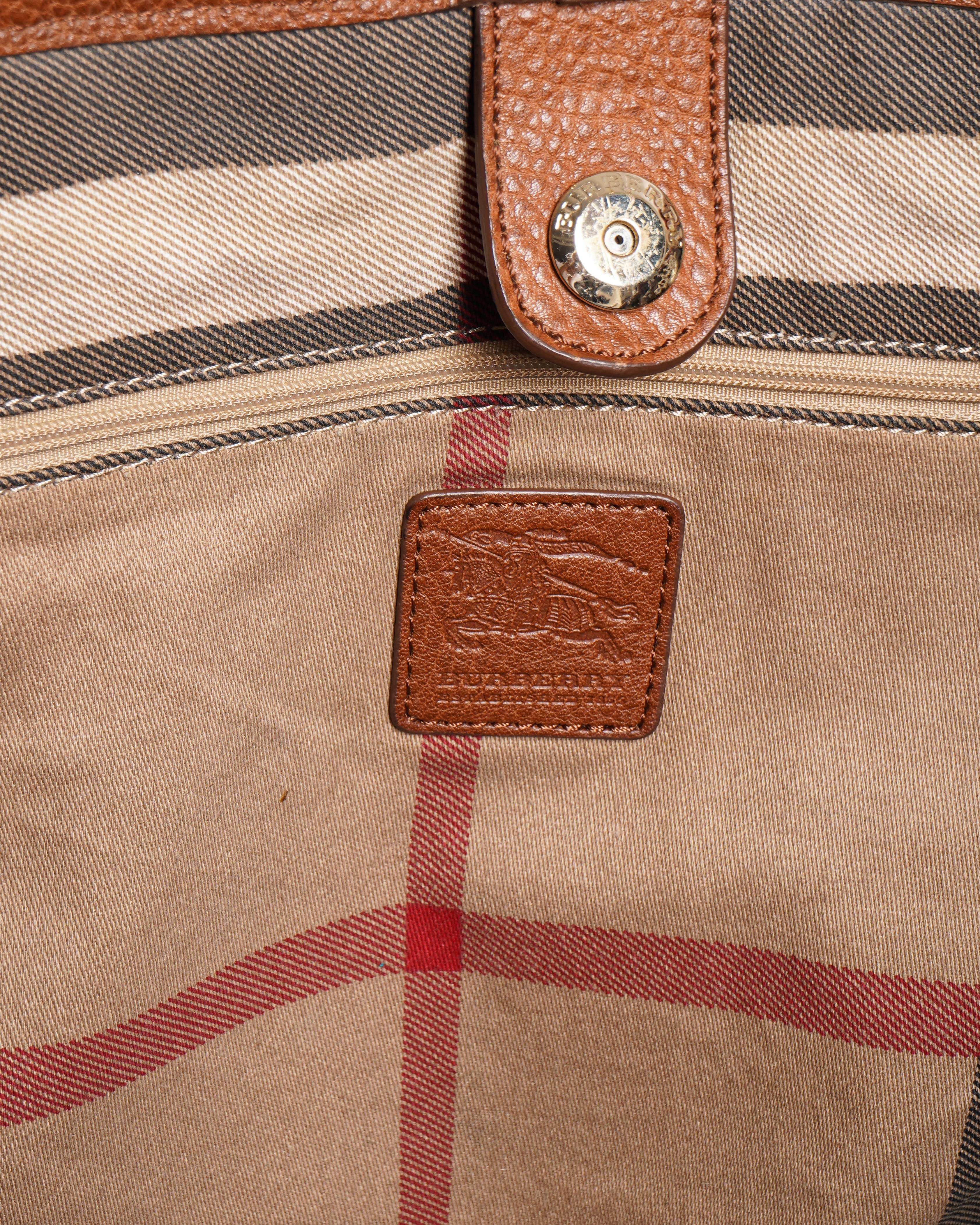 Burberry Brown Nylon Tote Bag Beige Dark brown