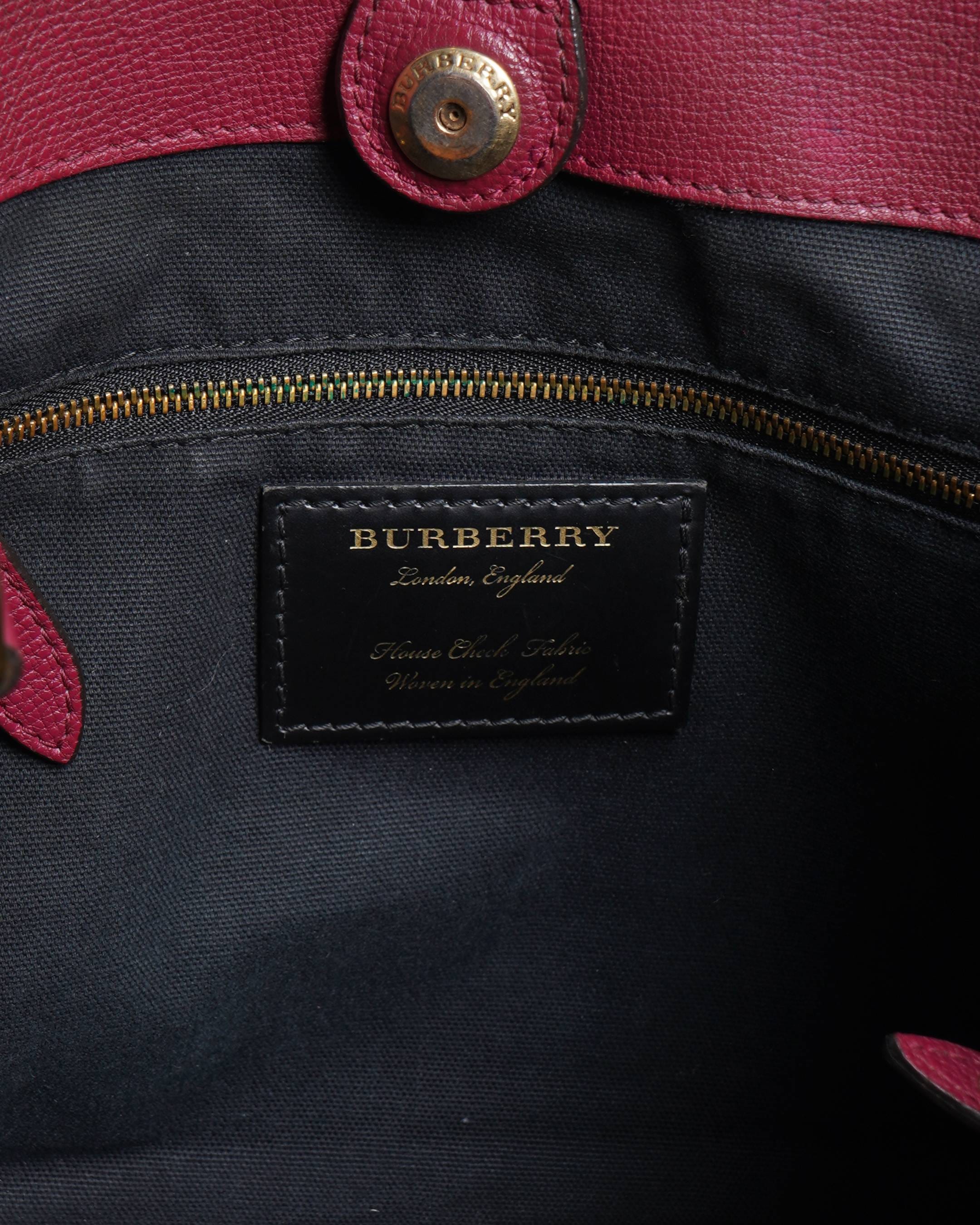Burberry House Check Derby Leather Small Canterbury Tote Bag