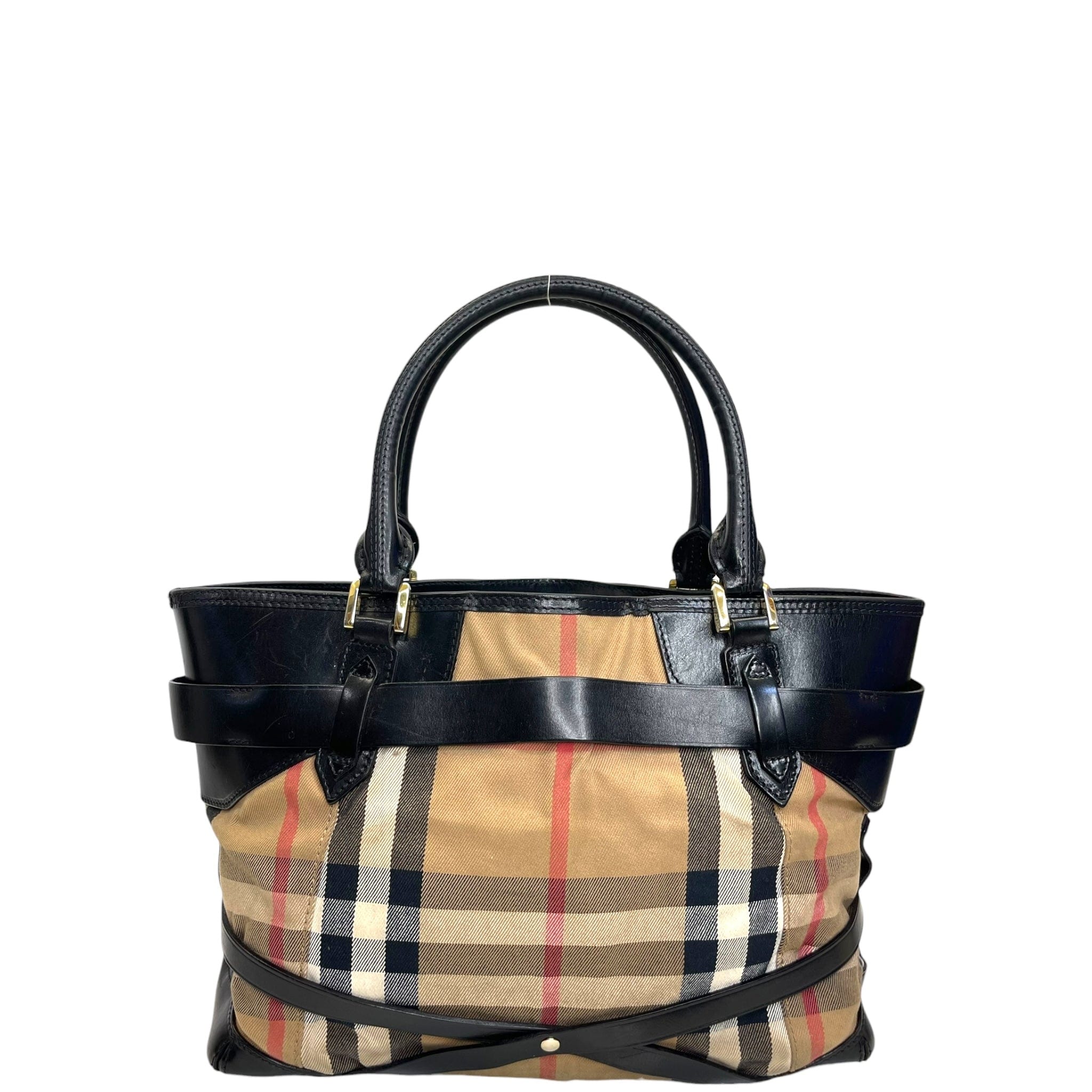 Burberry Medium Bridle Lynher Tote House Check/Leather