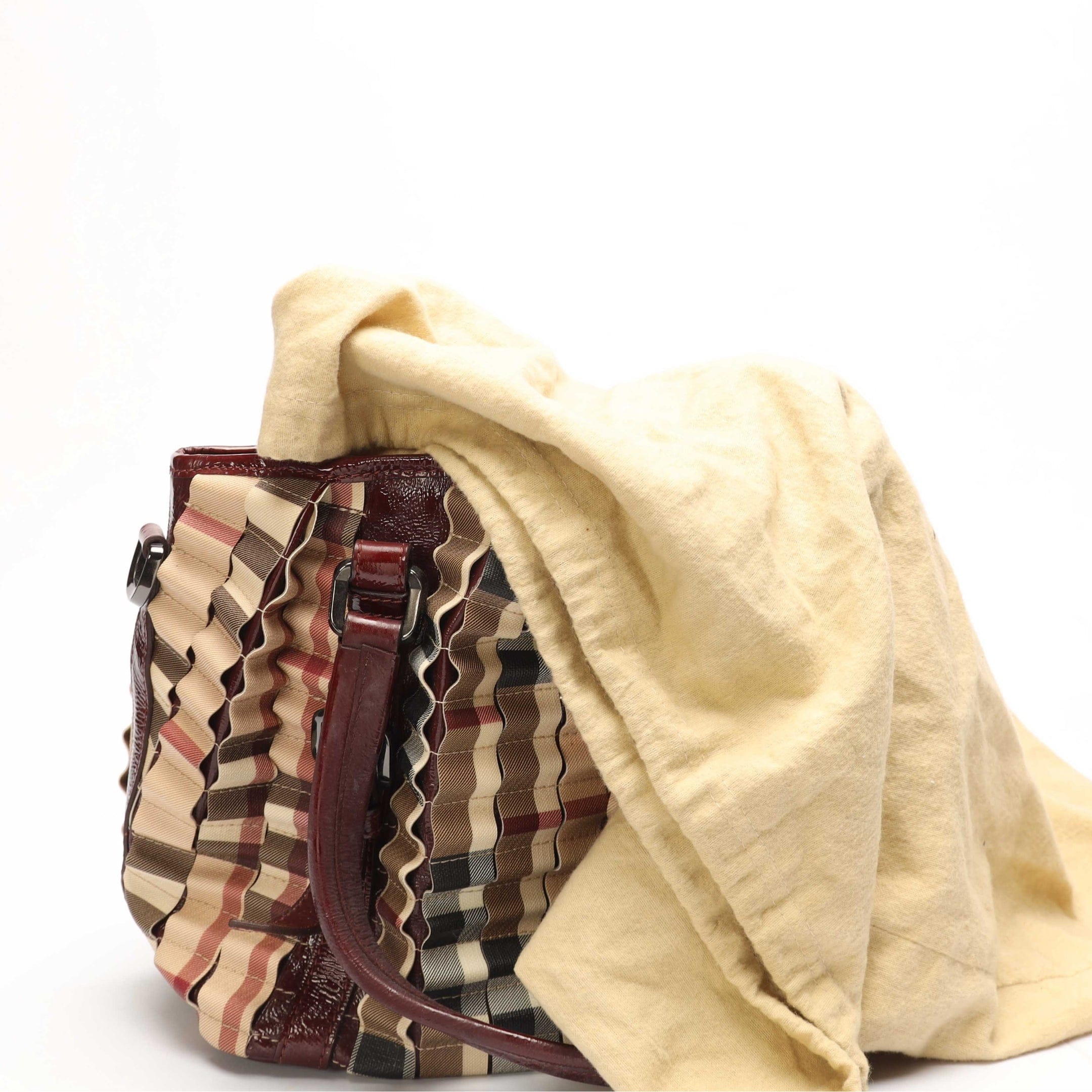 Burberry Beige/Burgundy Nova Check Lowry Tote
