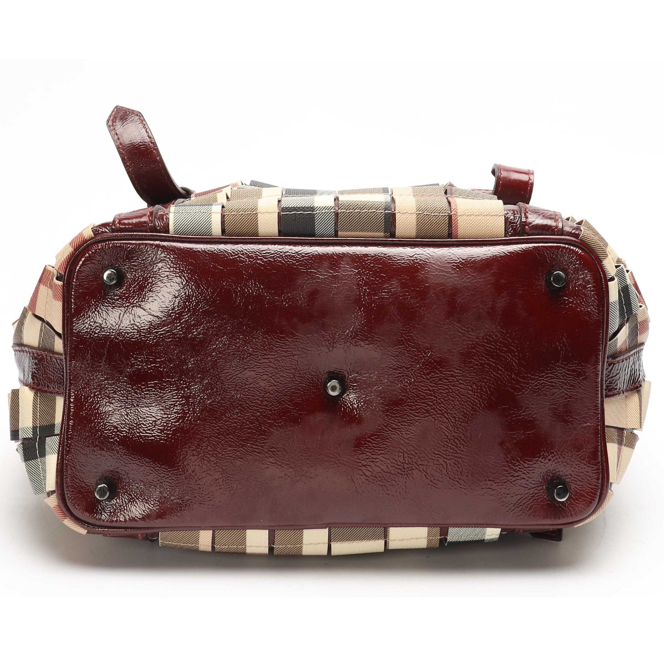 Burberry Beige/Burgundy Nova Check Lowry Tote