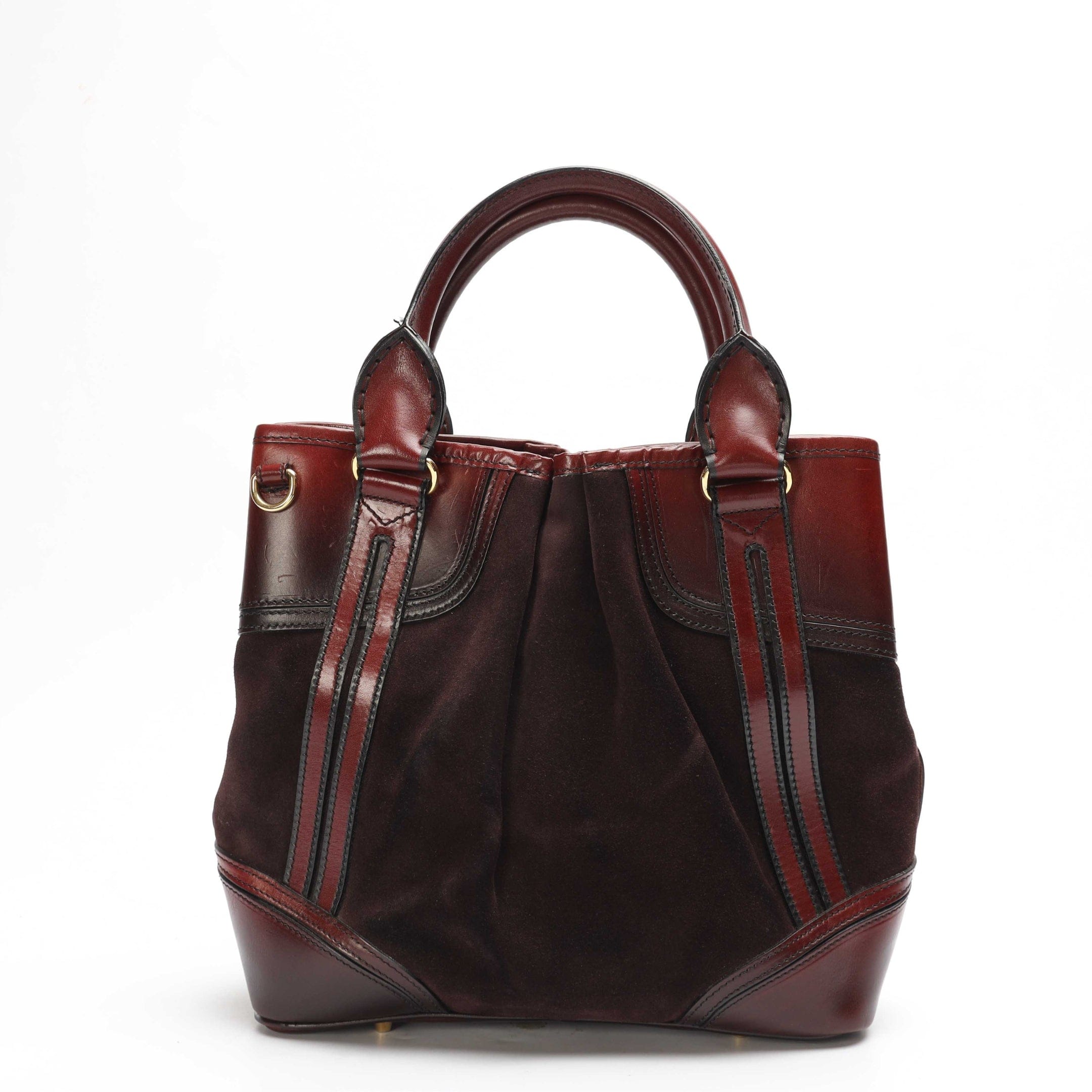 Burberry Burberr Red Suede Bridle Whipstitch Tote
