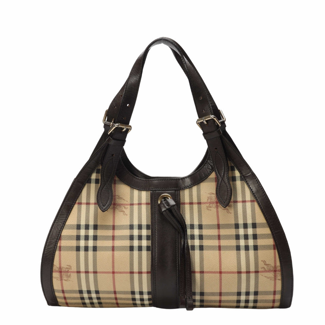 Burberry Brown/Beige Haymarket Kensington Shoulder Tote