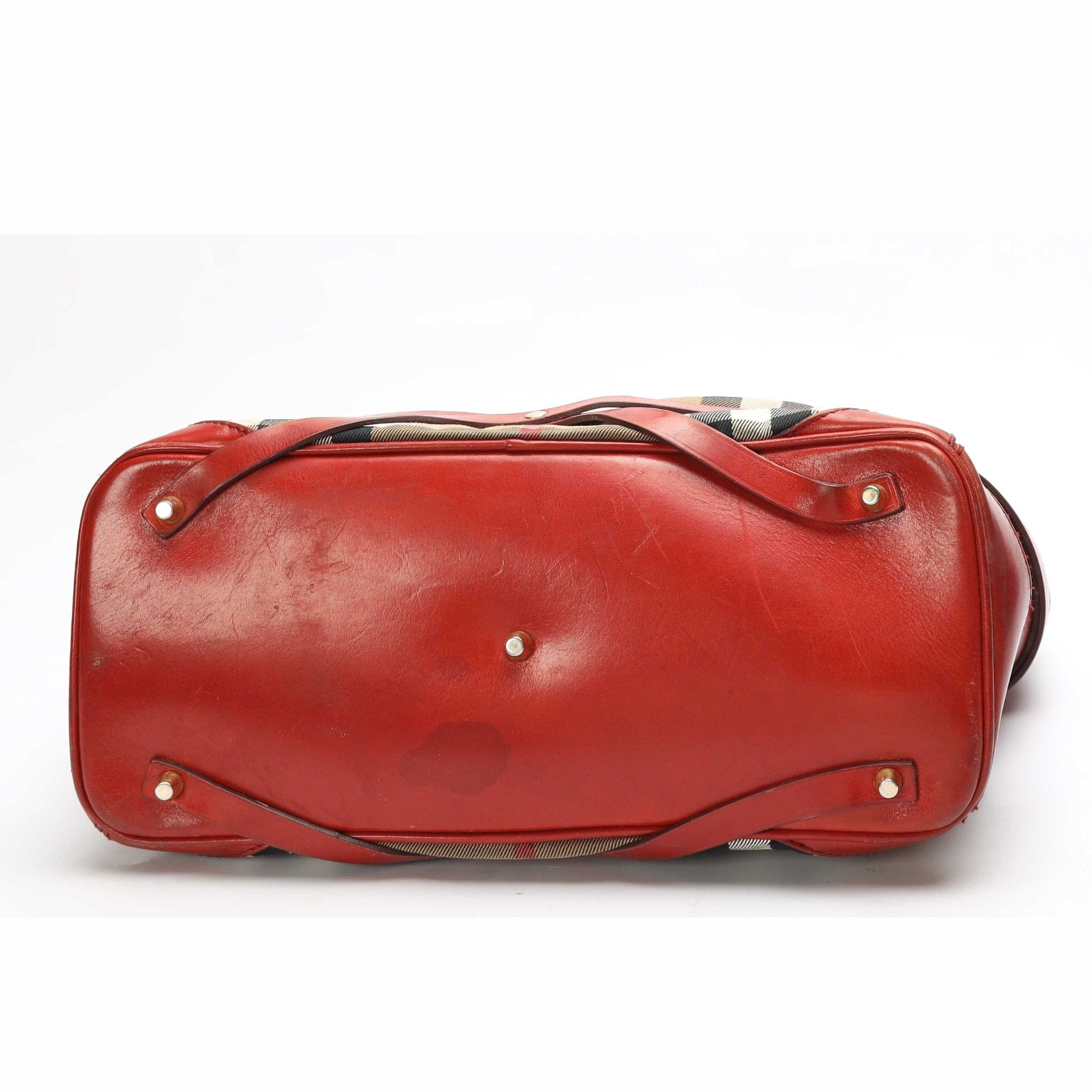 Burberry Beige Red House Check Bridle Lynher Tote