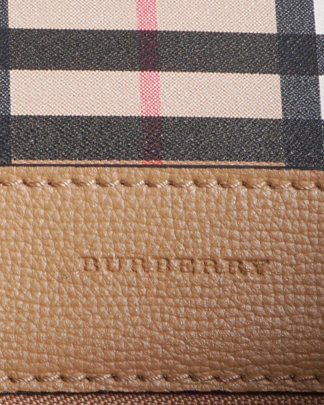 Burberry Beige Grained Leather Debossed Crest Shopper Tote Bag