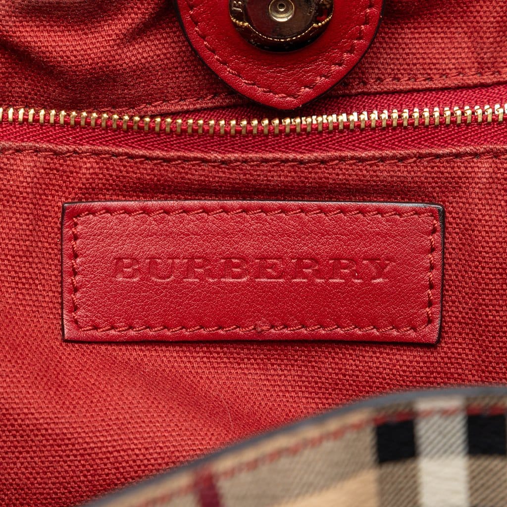 Burberry Small Leather Trimmed Haymarket Check Coated Canvas Canterbury Tote