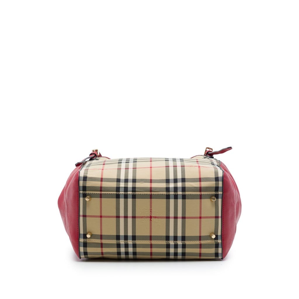 Burberry Small Haymarket Check Nylon and Calfskin Canterbury Tote