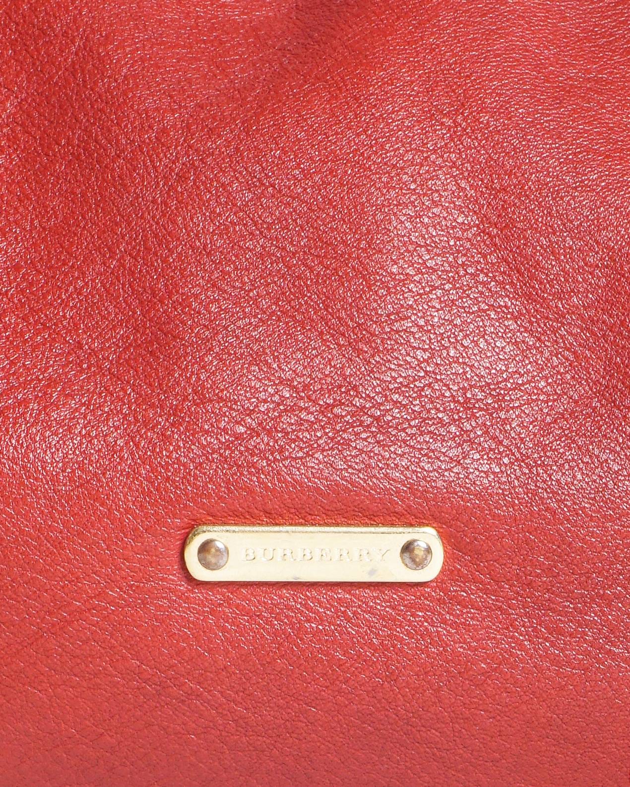 Burberry Red Leather Canterbury Tote Bag