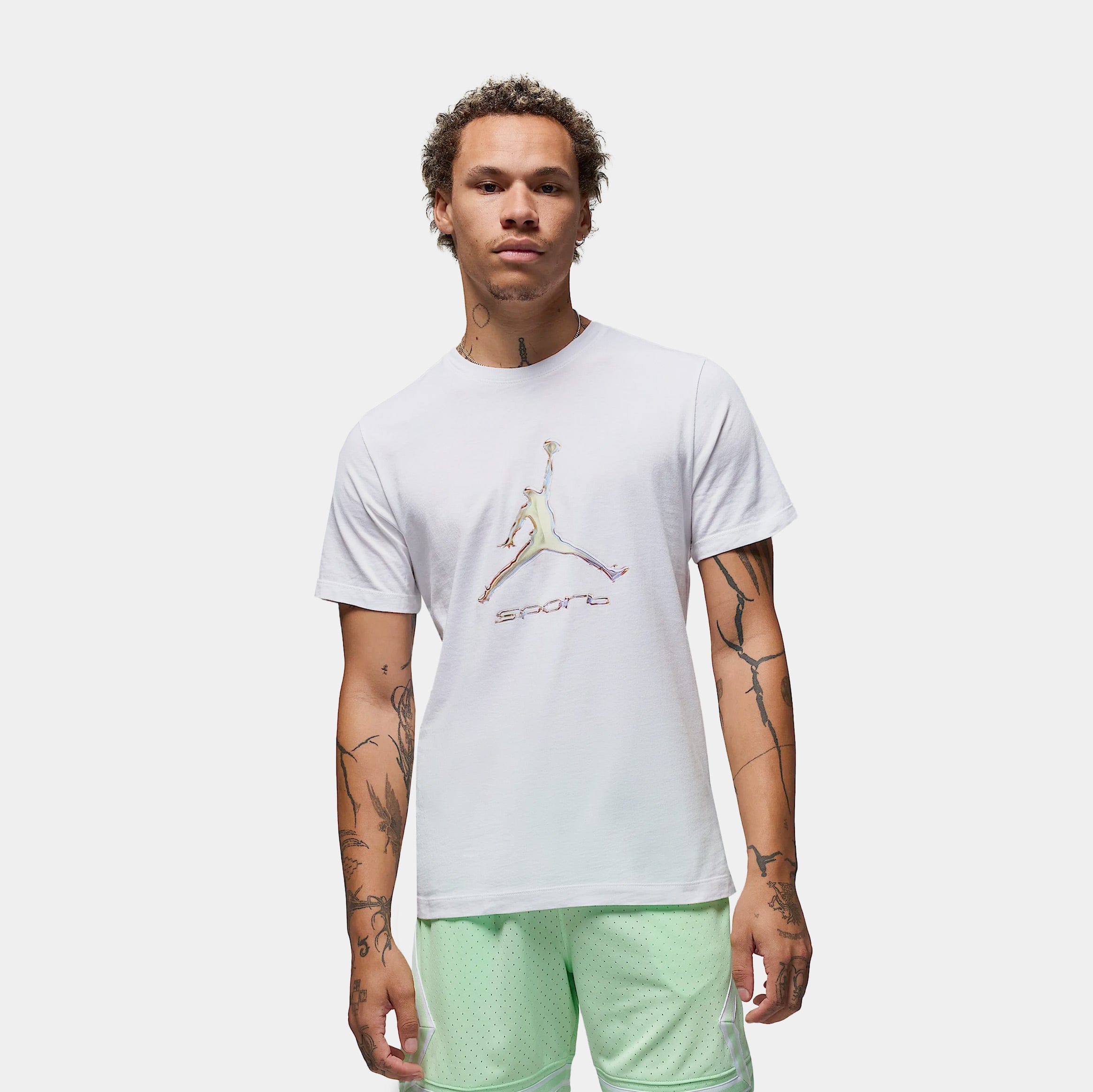 Air Jordan NSW Dri Fit Mens Short Sleeve Shirt (White/Silver)