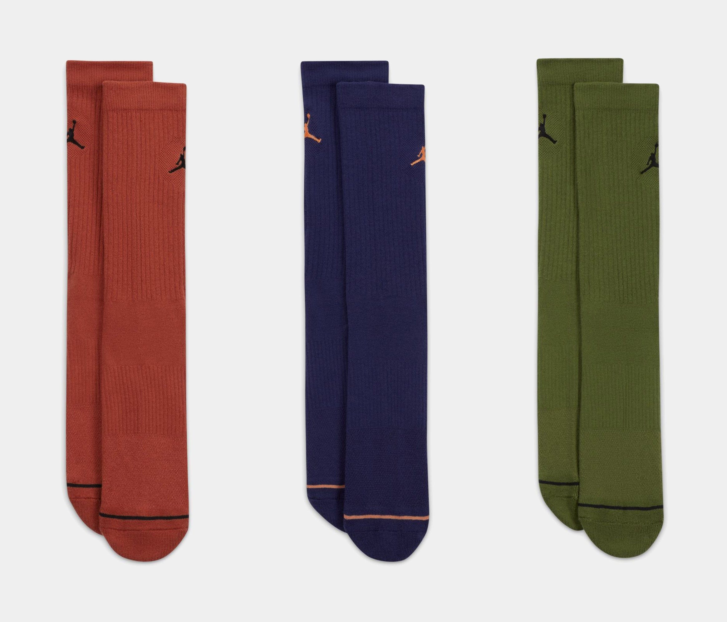 Air Jordan Everyday Crew 3 Pack Mens Socks (Green/Purple/Orange)