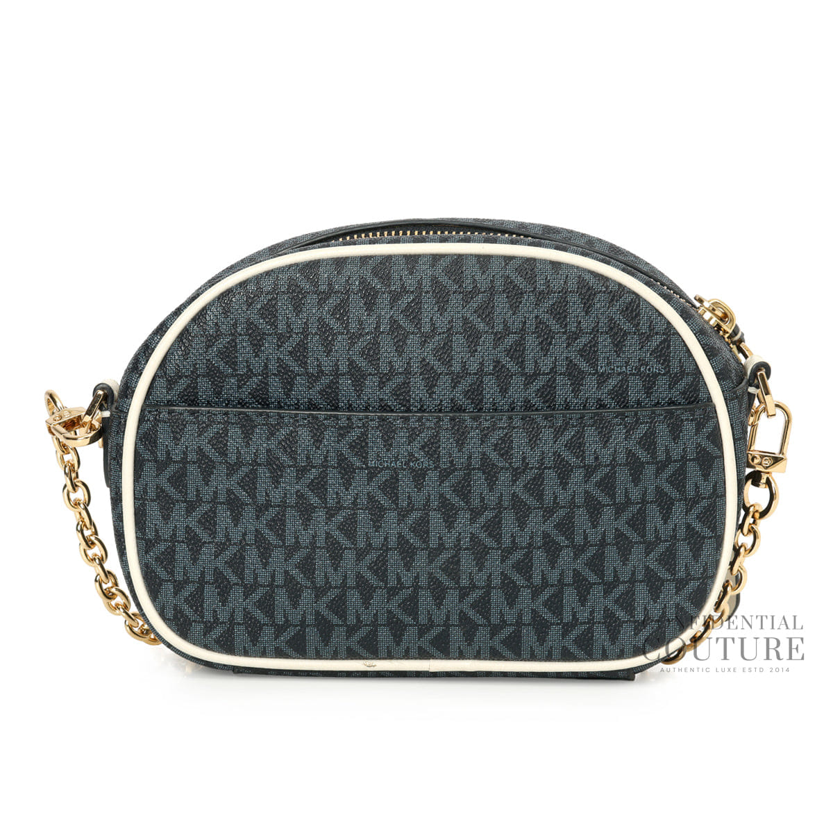 Michael Kors Jet Set Charm Blue Monogram Crossbody Bag