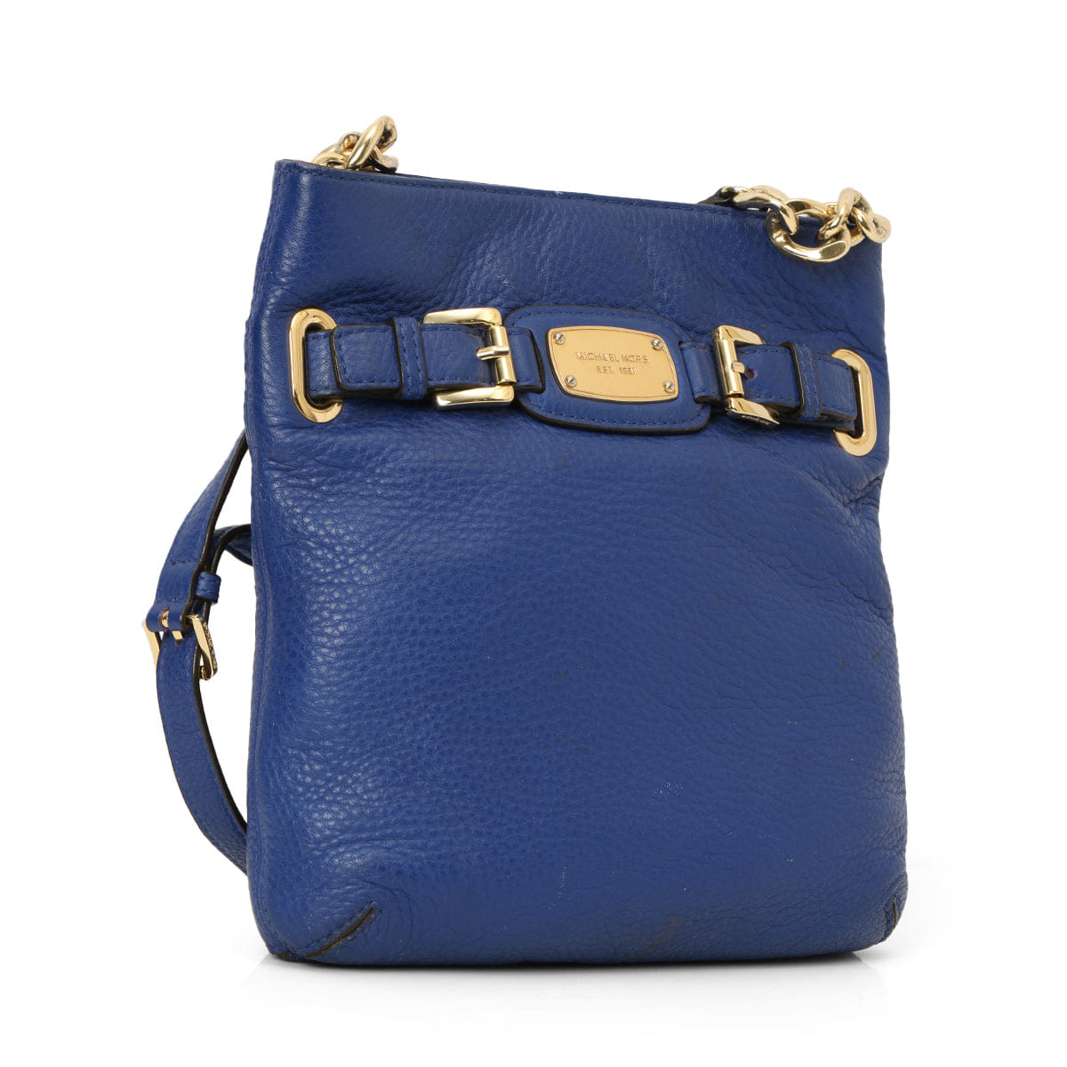 Michael Kors Hamilton Blue Pebble Leather Crossbody Mini