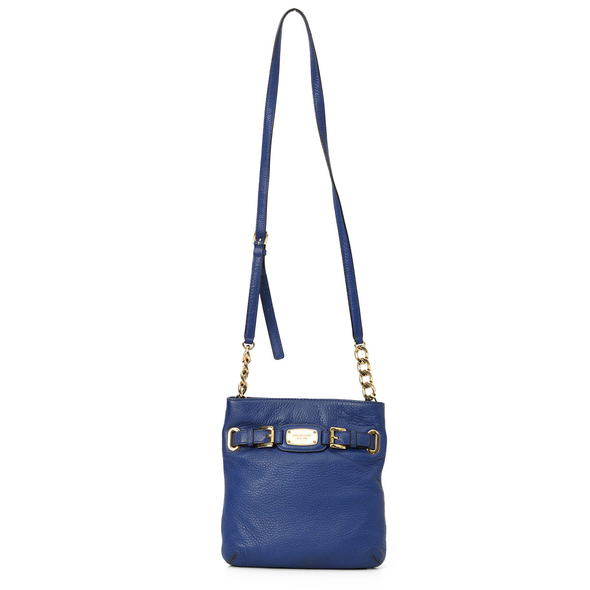 Michael Kors Hamilton Blue Pebble Leather Crossbody Mini