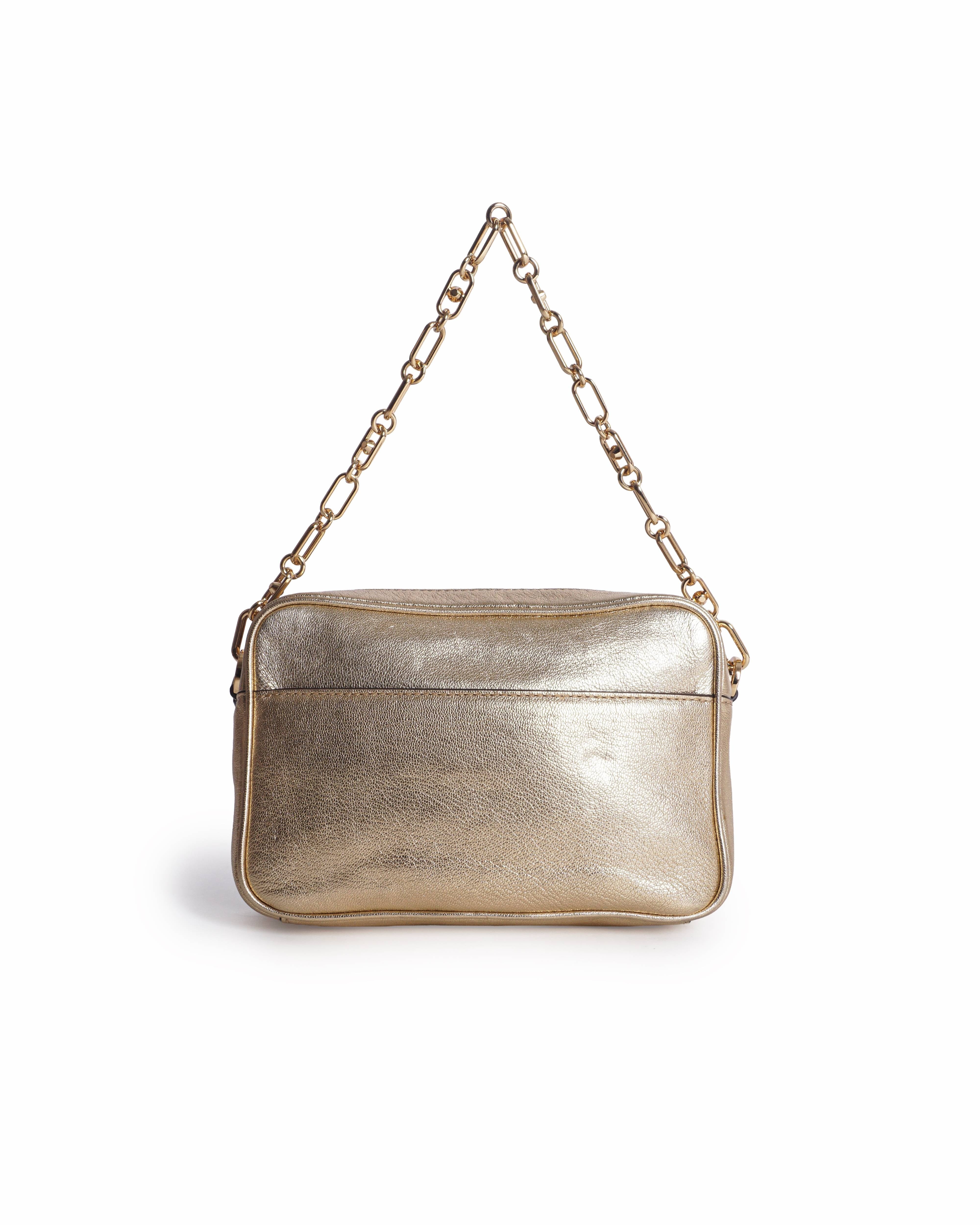 Michael Kors Parker Medium Metallic Leather Crossbody Bag